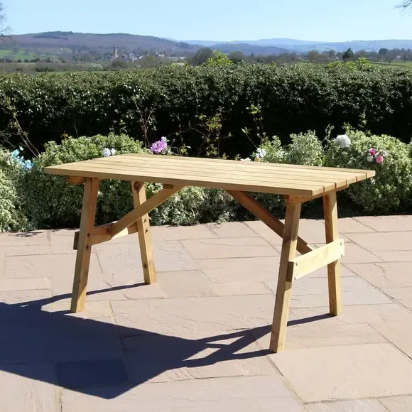 Rectangular Dining Table with Parasol Hole - Wood