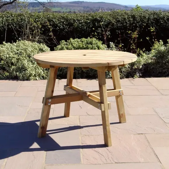 Round Dining Table with Parasol Hole - Natural image