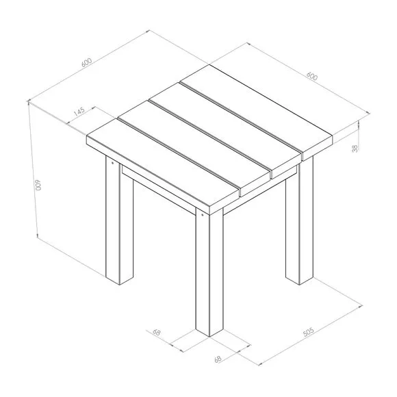 Square Side Table - Natural, Softwood