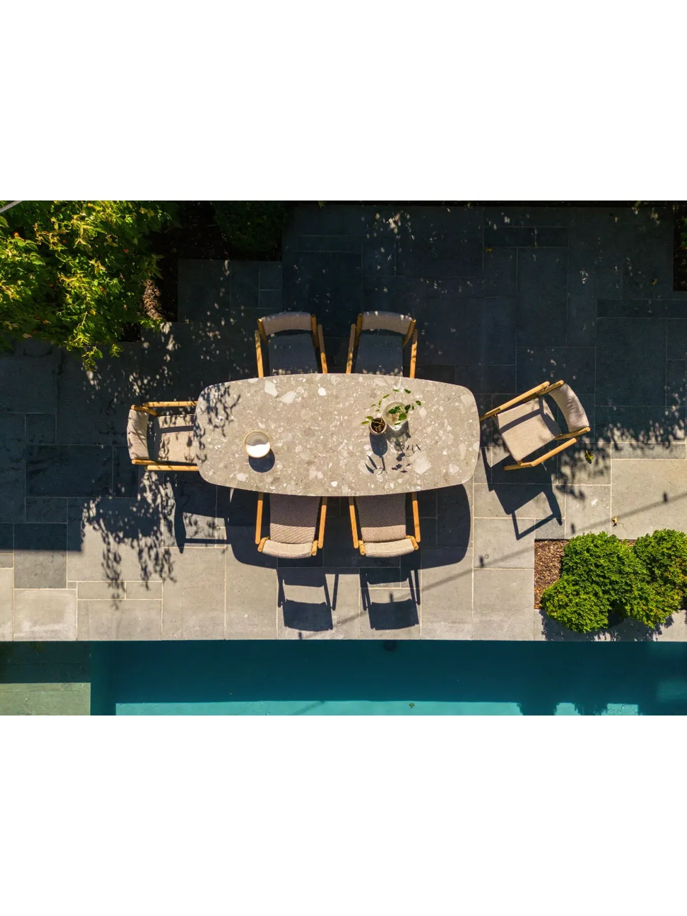 7-Piece Dining Set with 6 Chairs - Ceramic, Teak
