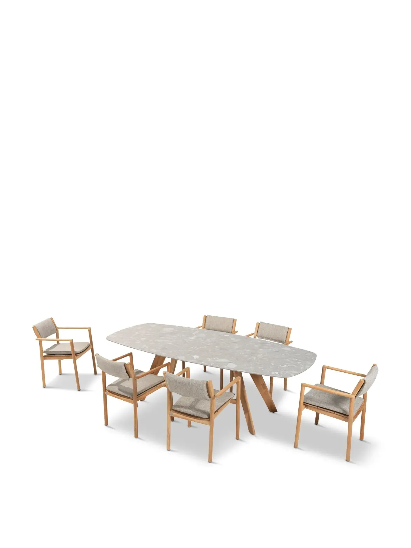 7-Piece Dining Set with 6 Chairs - Ceramic, Teak image