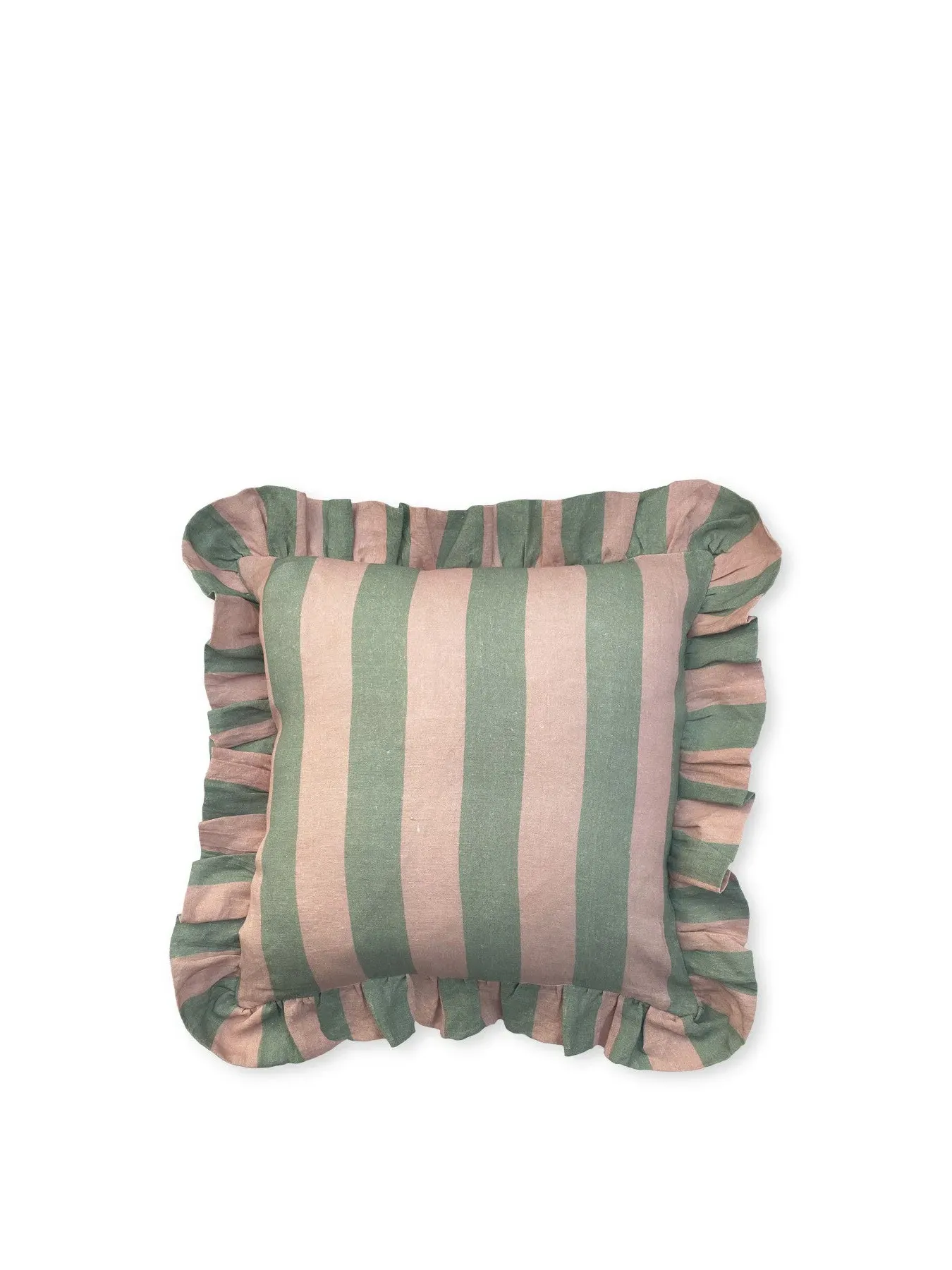 Frilled Cushion Wide Stripe - Sage Blush image