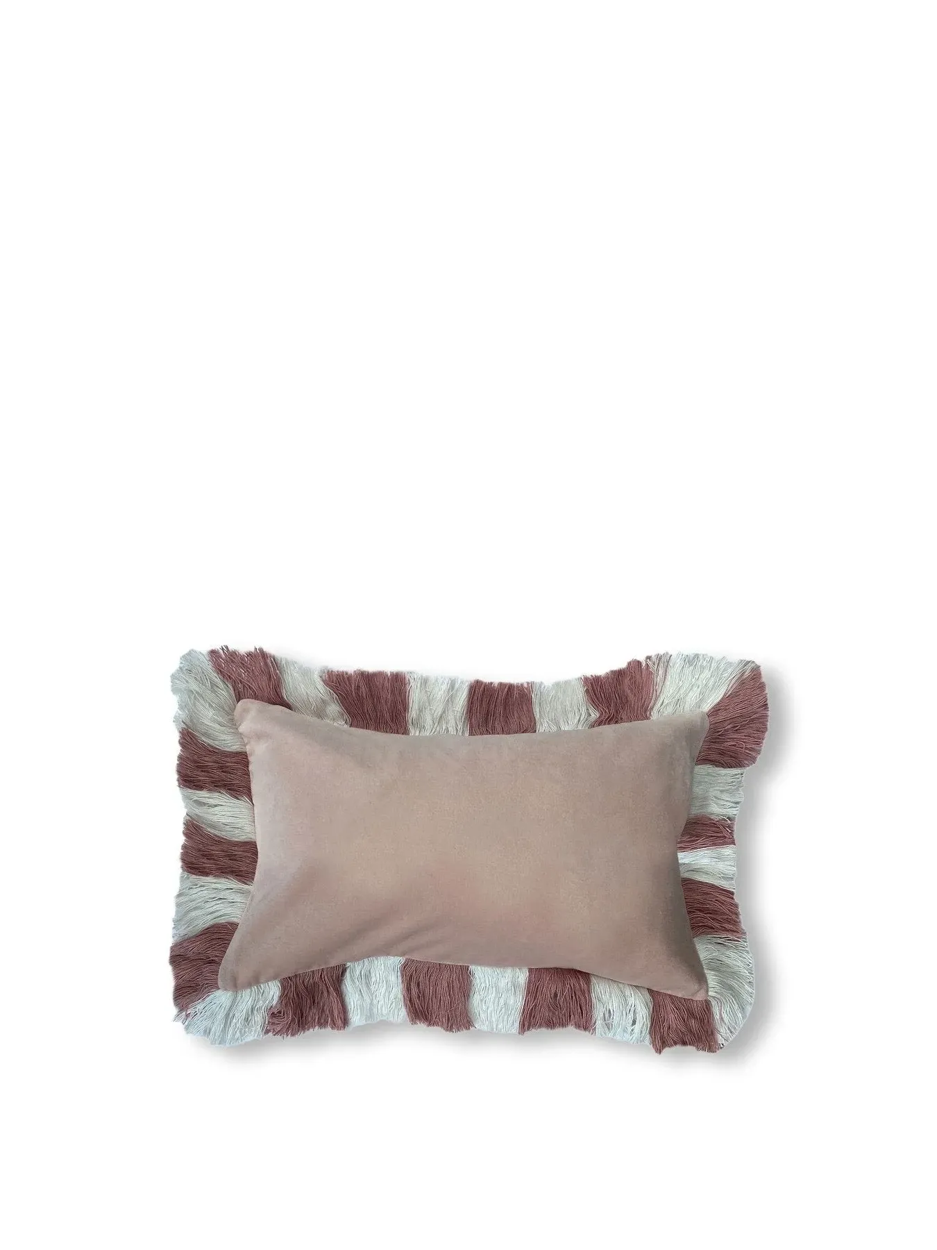 Oblong Cushion with Fringe - Blush Pink image