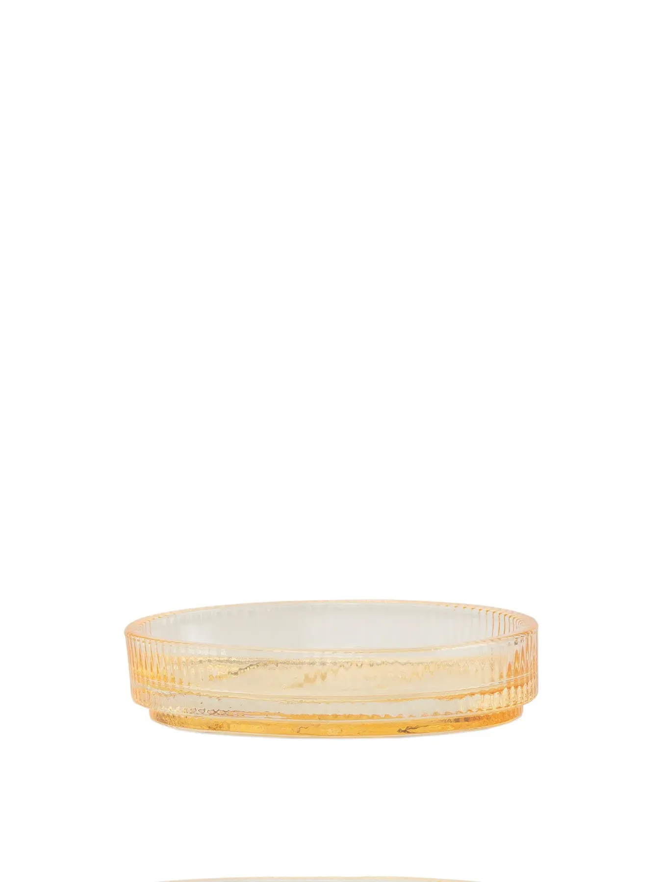 Oval Soap Dish with Embossed Design - Yellow Glass