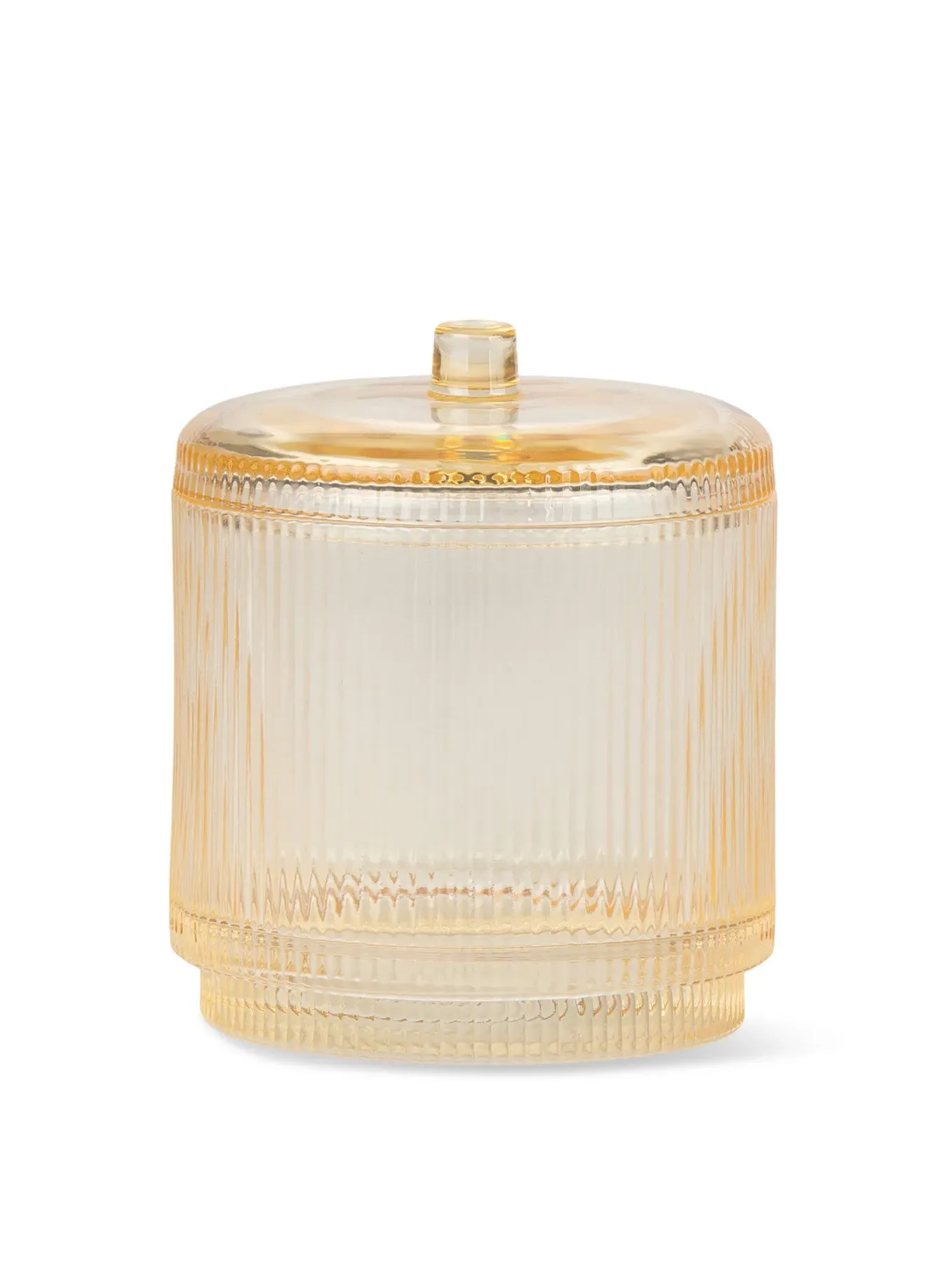 Round Decorative Box with Lid - Yellow, Glass image