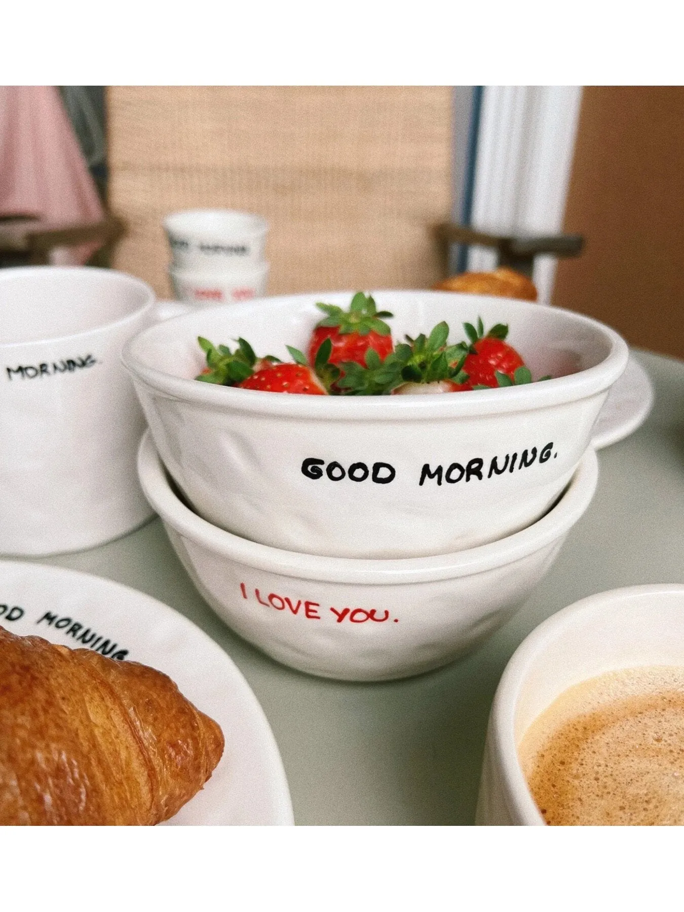 Breakfast Bowl with Love Message - Ceramic