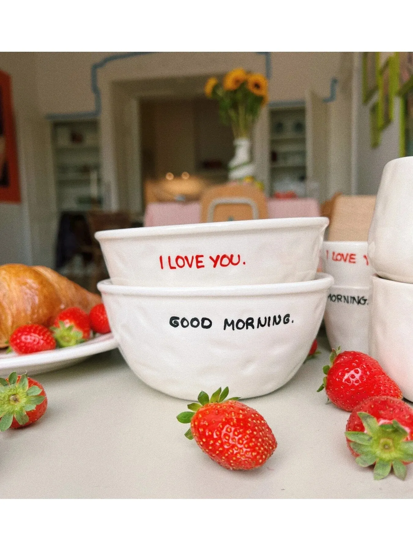 Breakfast Bowl with Love Message - Ceramic