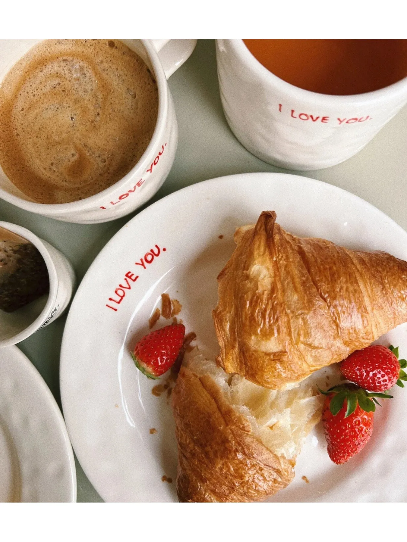 Breakfast Plate with Love Message - White Ceramic