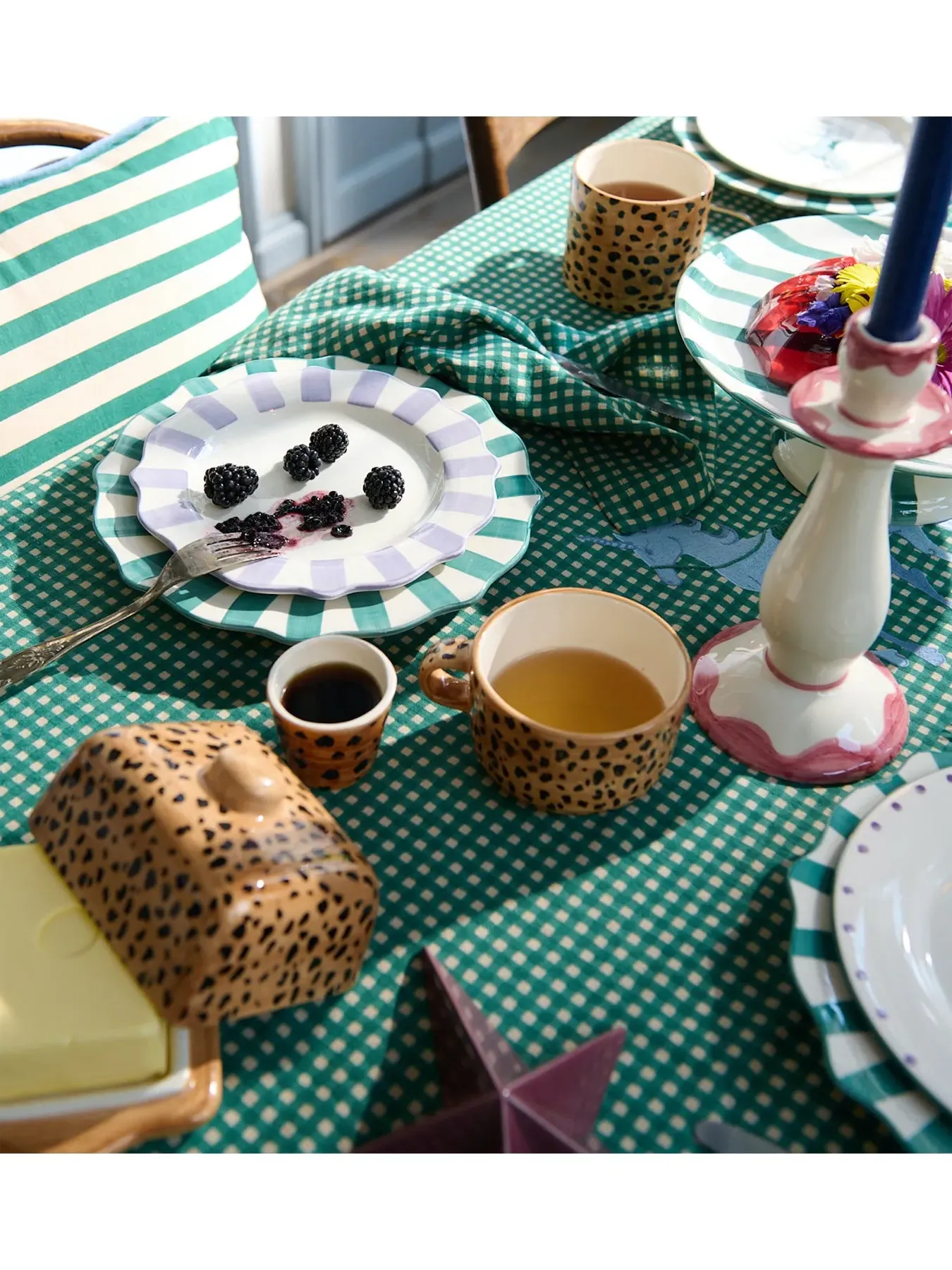 Butter Dish with Leopard Print - Brown, Ceramic