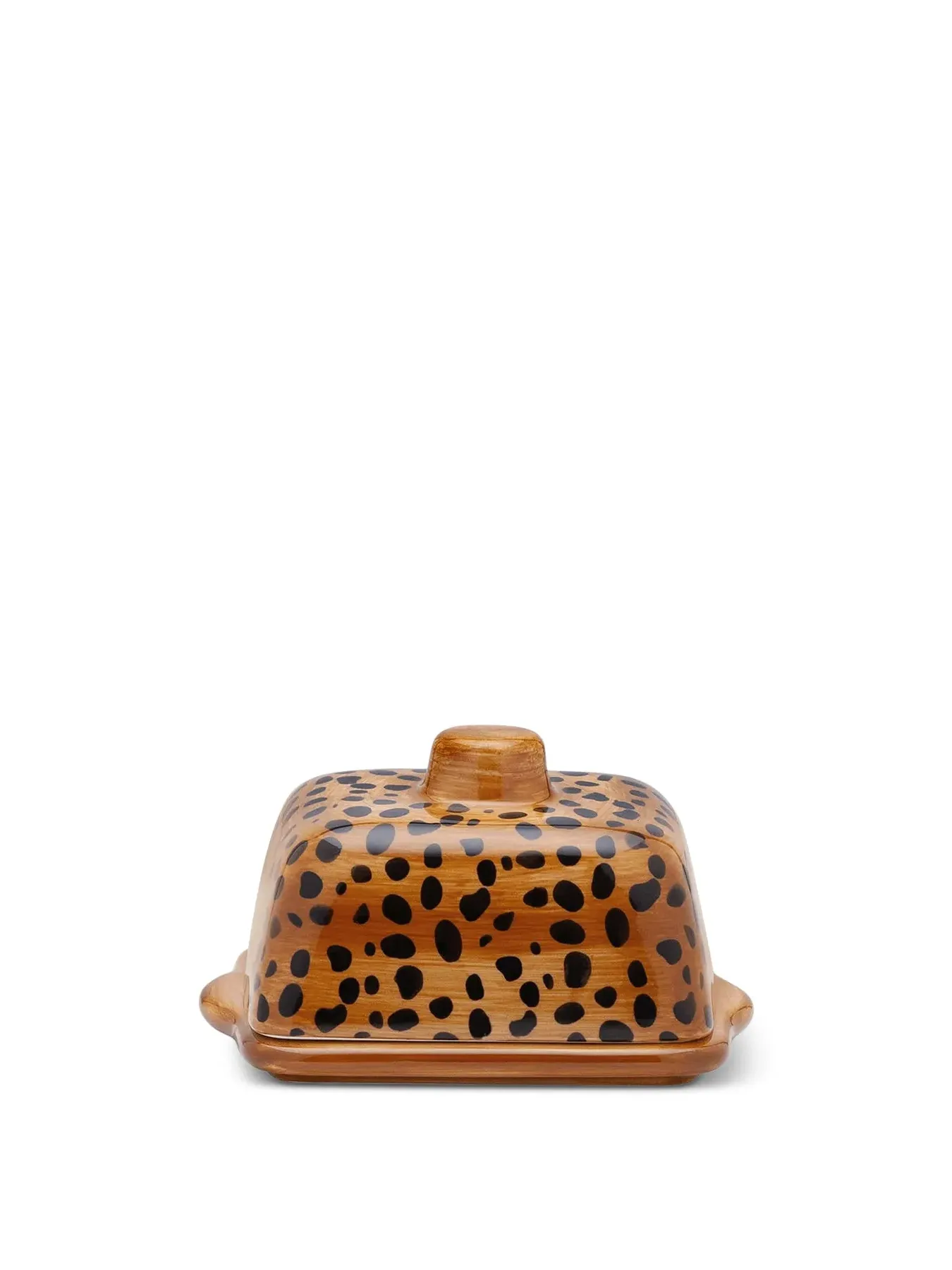 Butter Dish with Leopard Print - Brown, Ceramic image