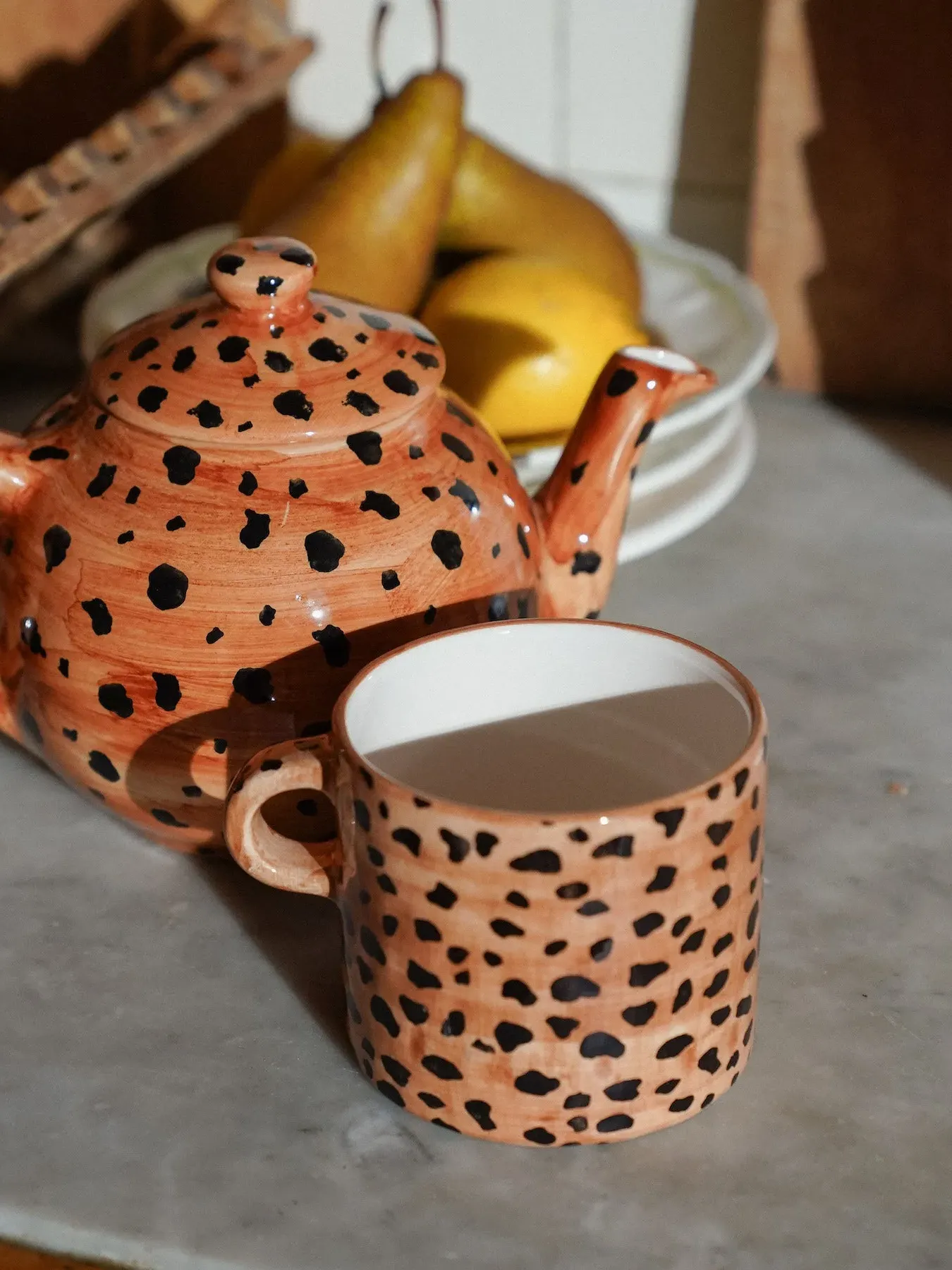 Ceramic Mug with Leopard Print - Brown