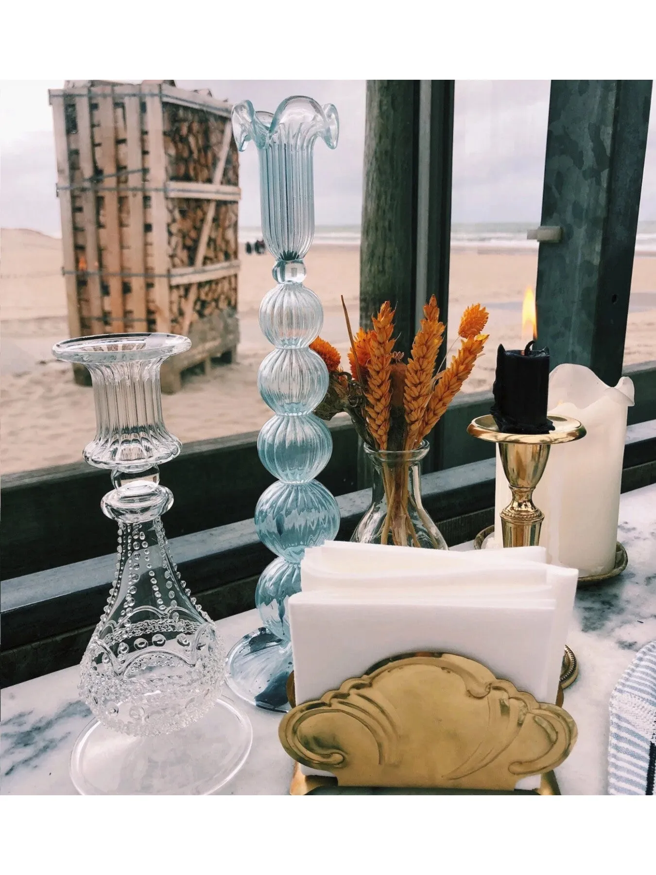 Glass Candle Holder - Clear Glass