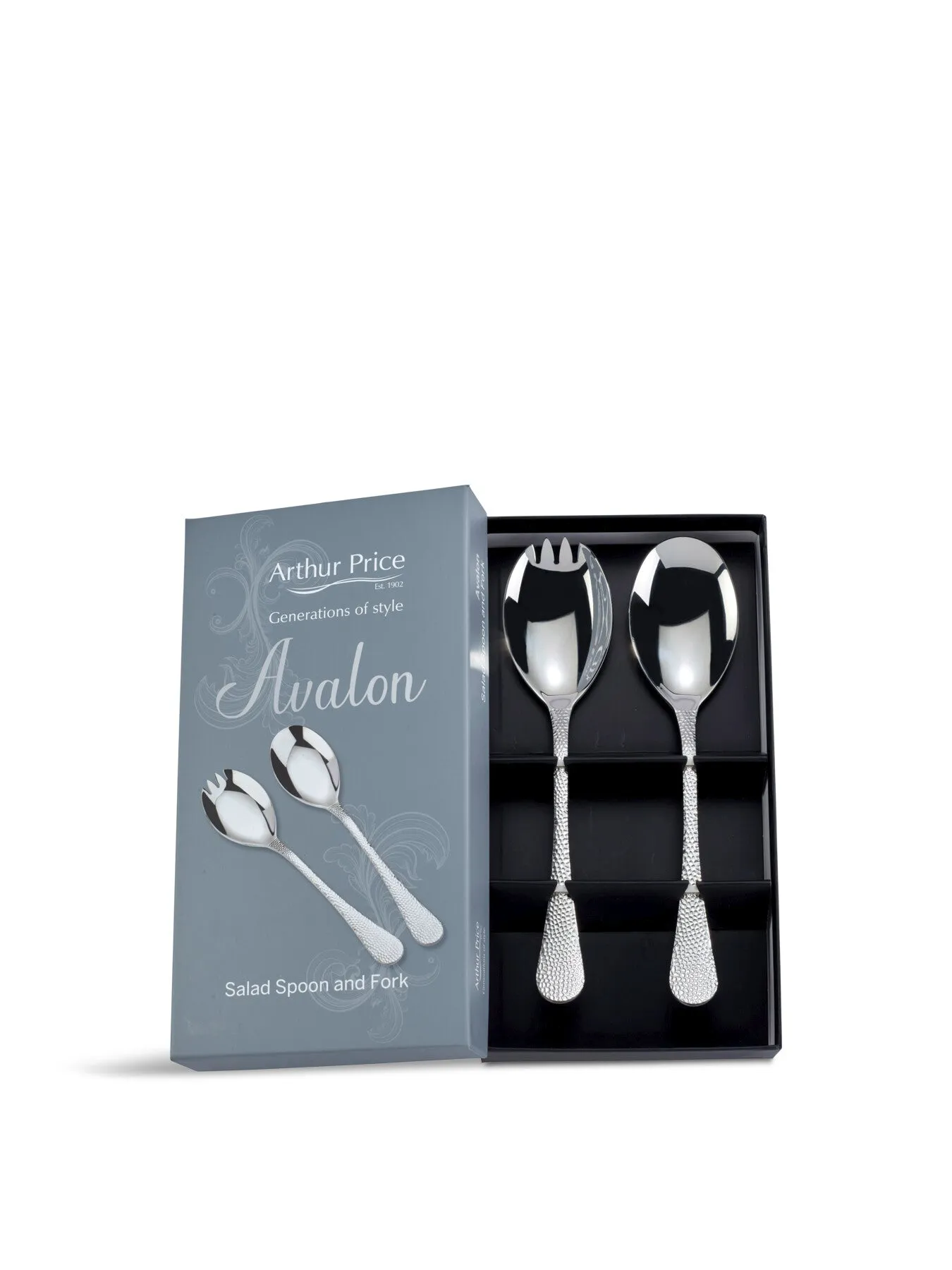 Pair Salad Servers Hammered Handle - Steel image