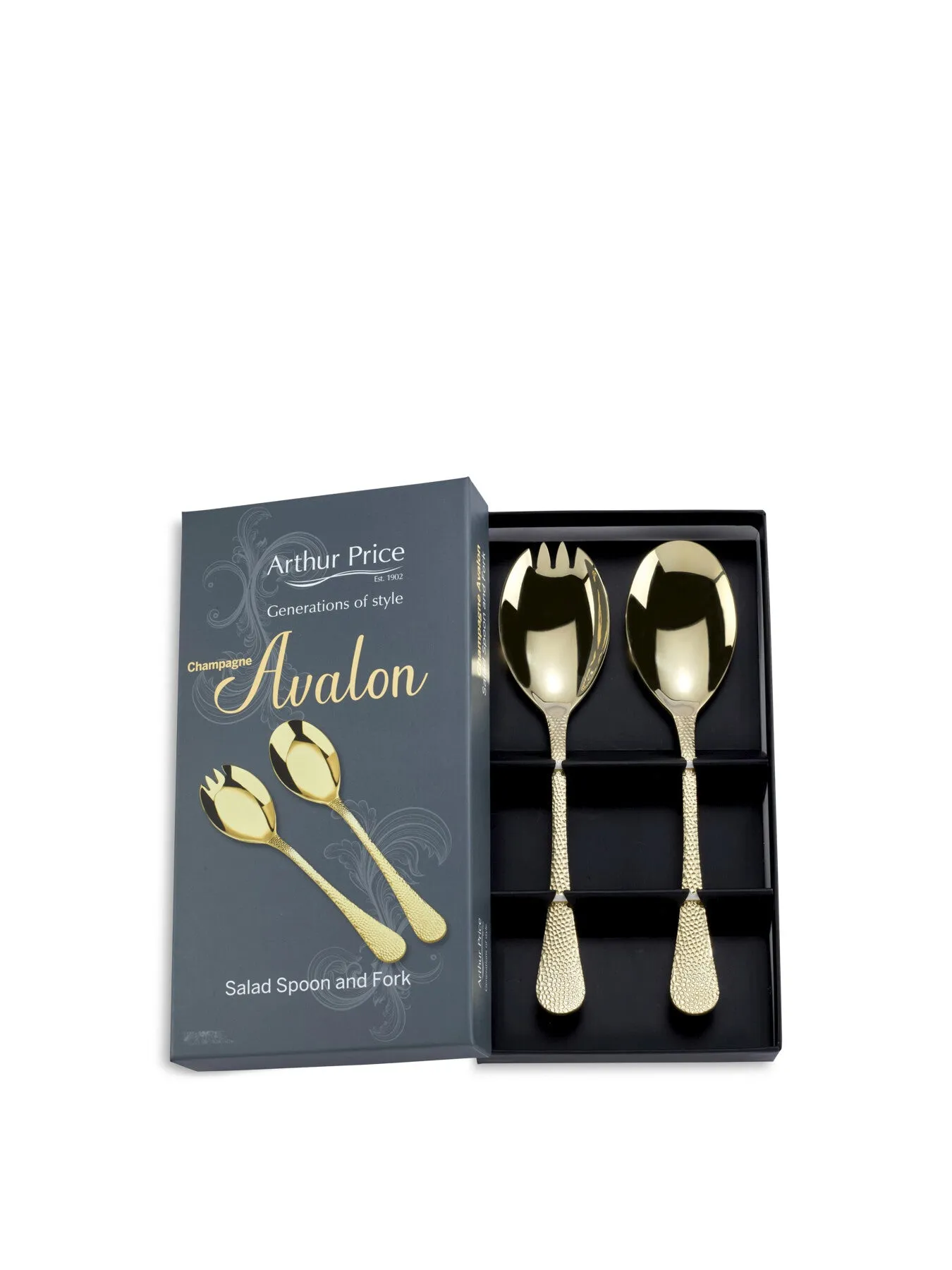 Salad Server Set with Hammered Finish - Champagne image