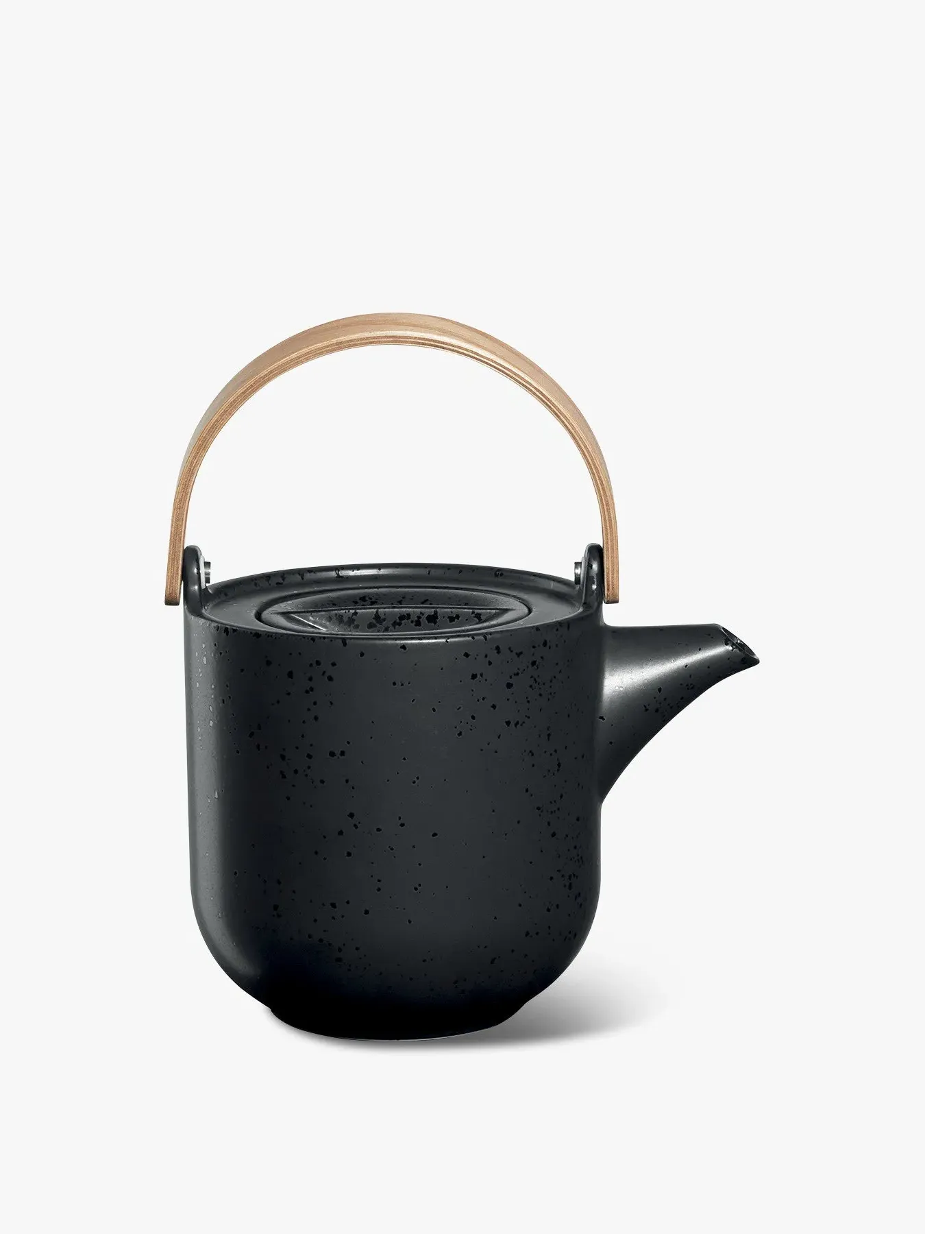 Teapot with Wooden Handle - Black, Porcelain image