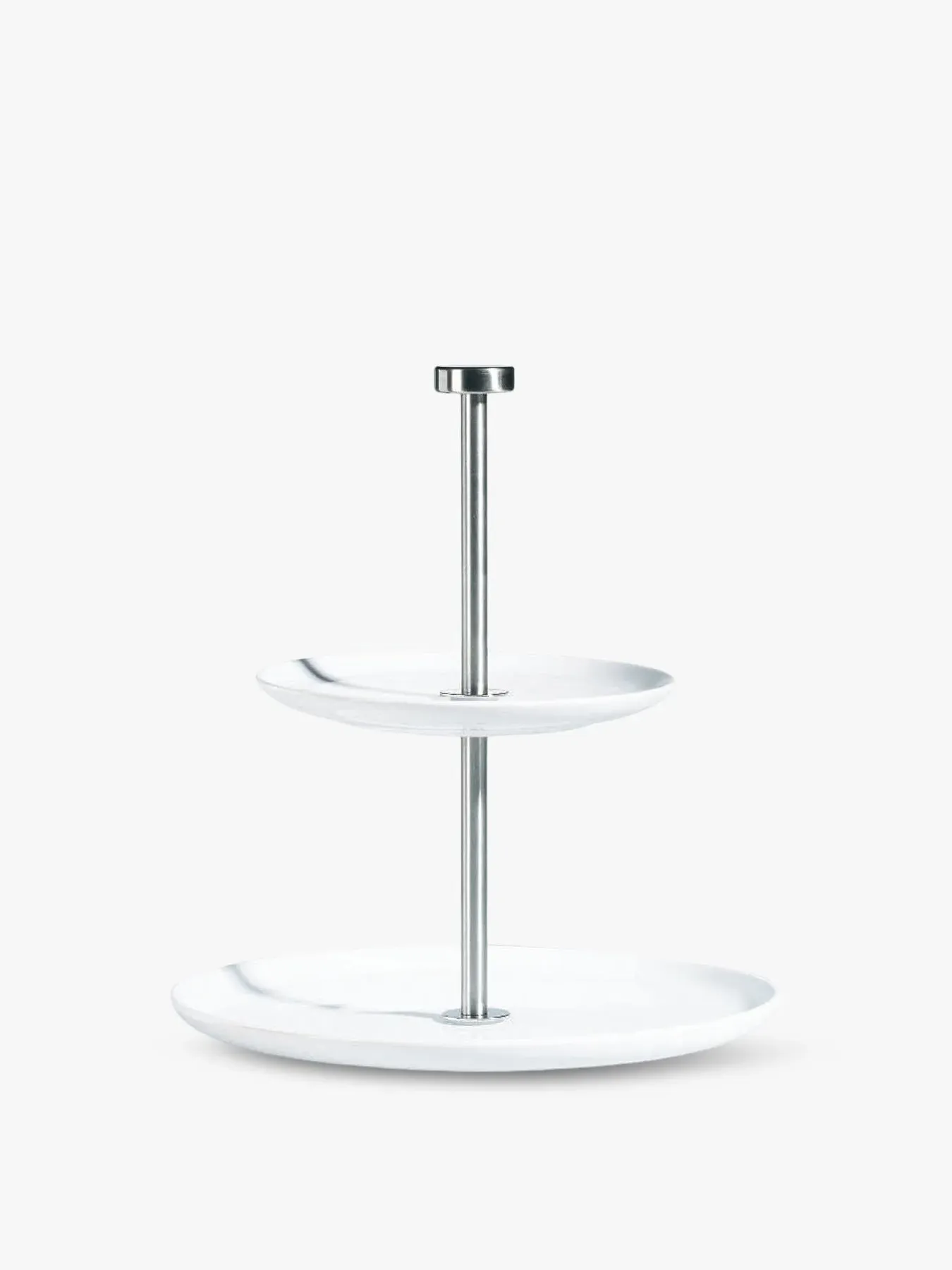 Two Tiered Cake Stand - White, Leather image