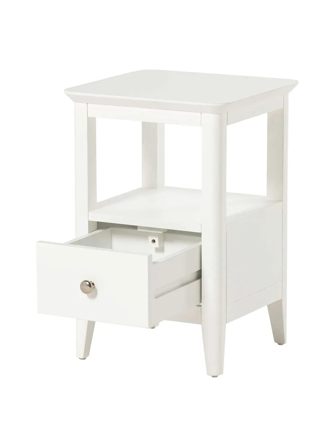 1 Drawer Bedside Table - White, Acacia Wood