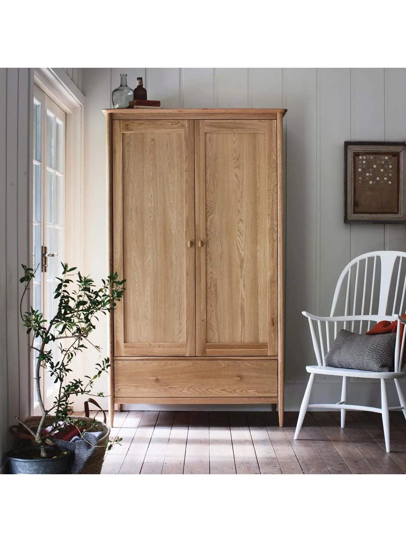 2 Door 1 Drawer Wardrobe - Brown, Oak Wood image