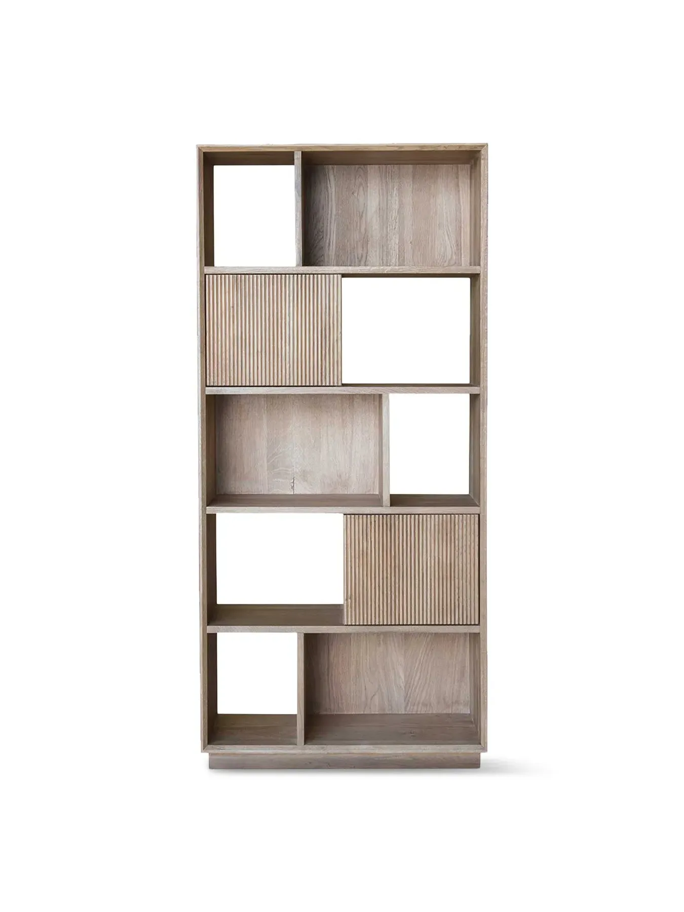 2-Door Bookcase with Slatted Doors - Brown, Oak image
