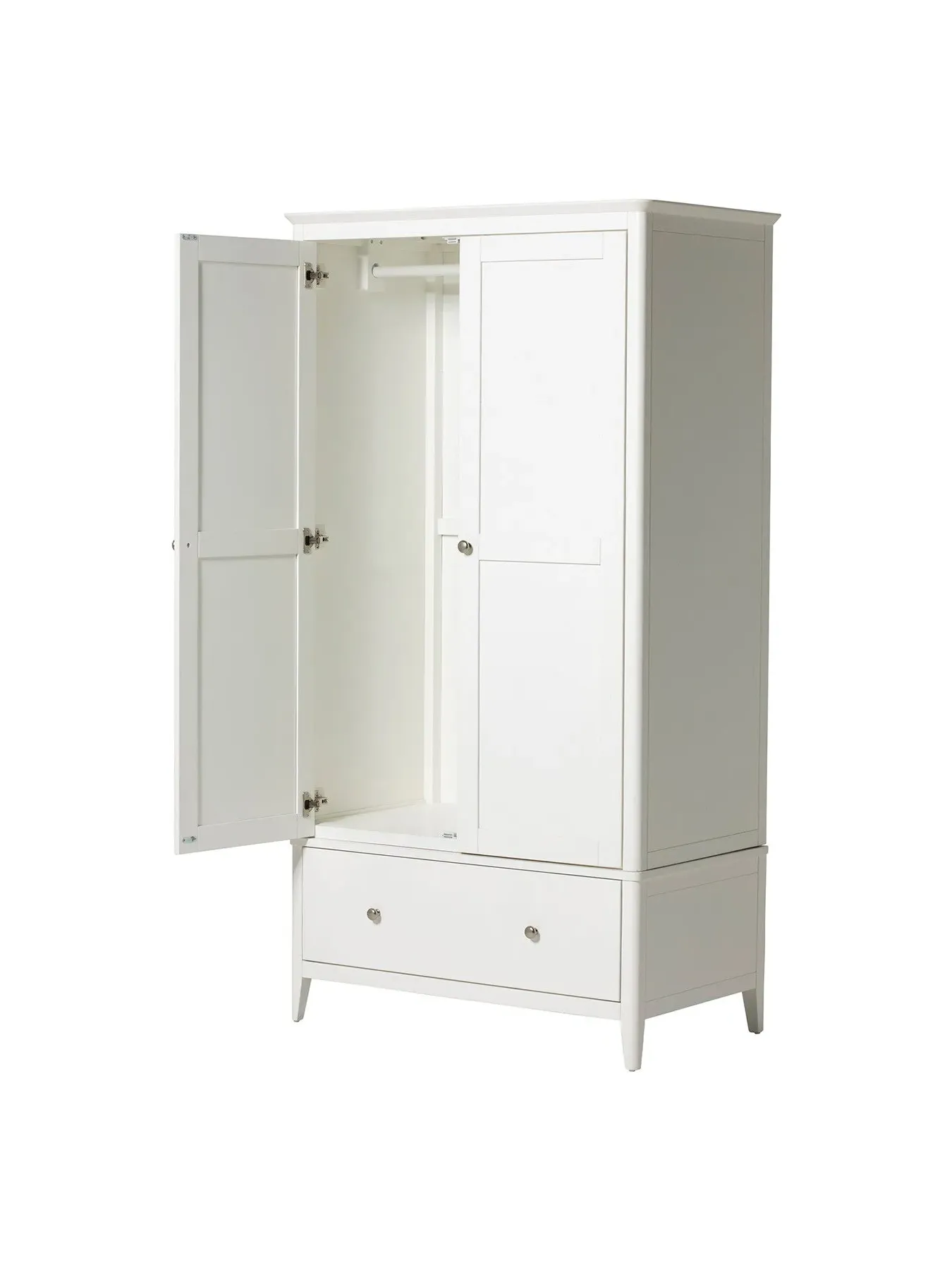 2-Door Hinged Wardrobe - White, Acacia Wood