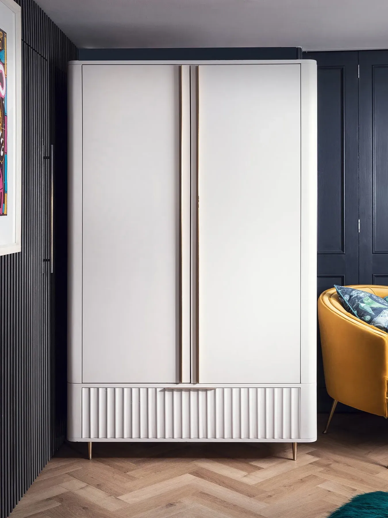 2 Door Wardrobe - White, Mahogany