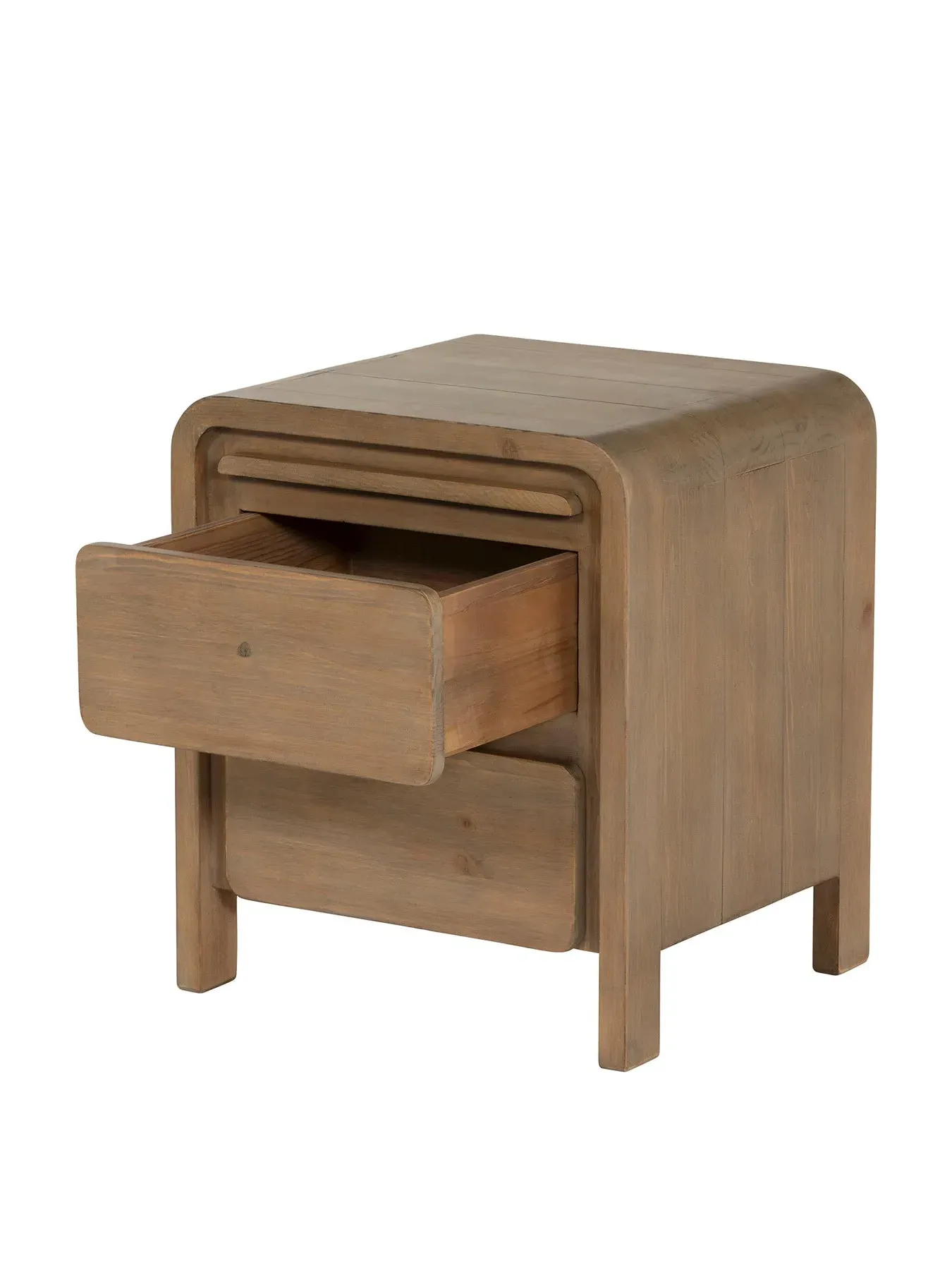 2 Drawer Bedside Cabinet - Brown, Reclaimed Wood