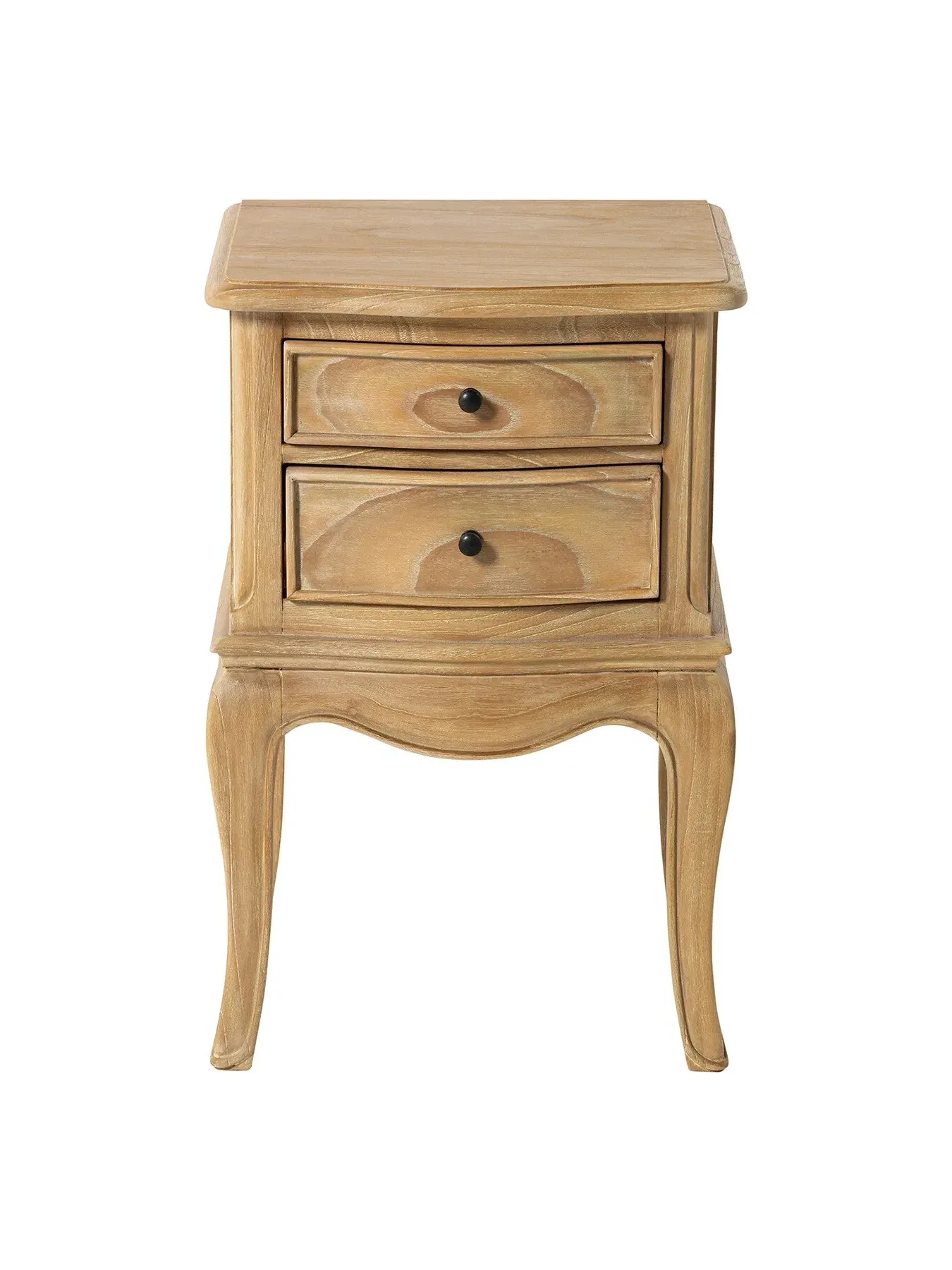 2-Drawer Bedside Table French Style - Neutral, Wood