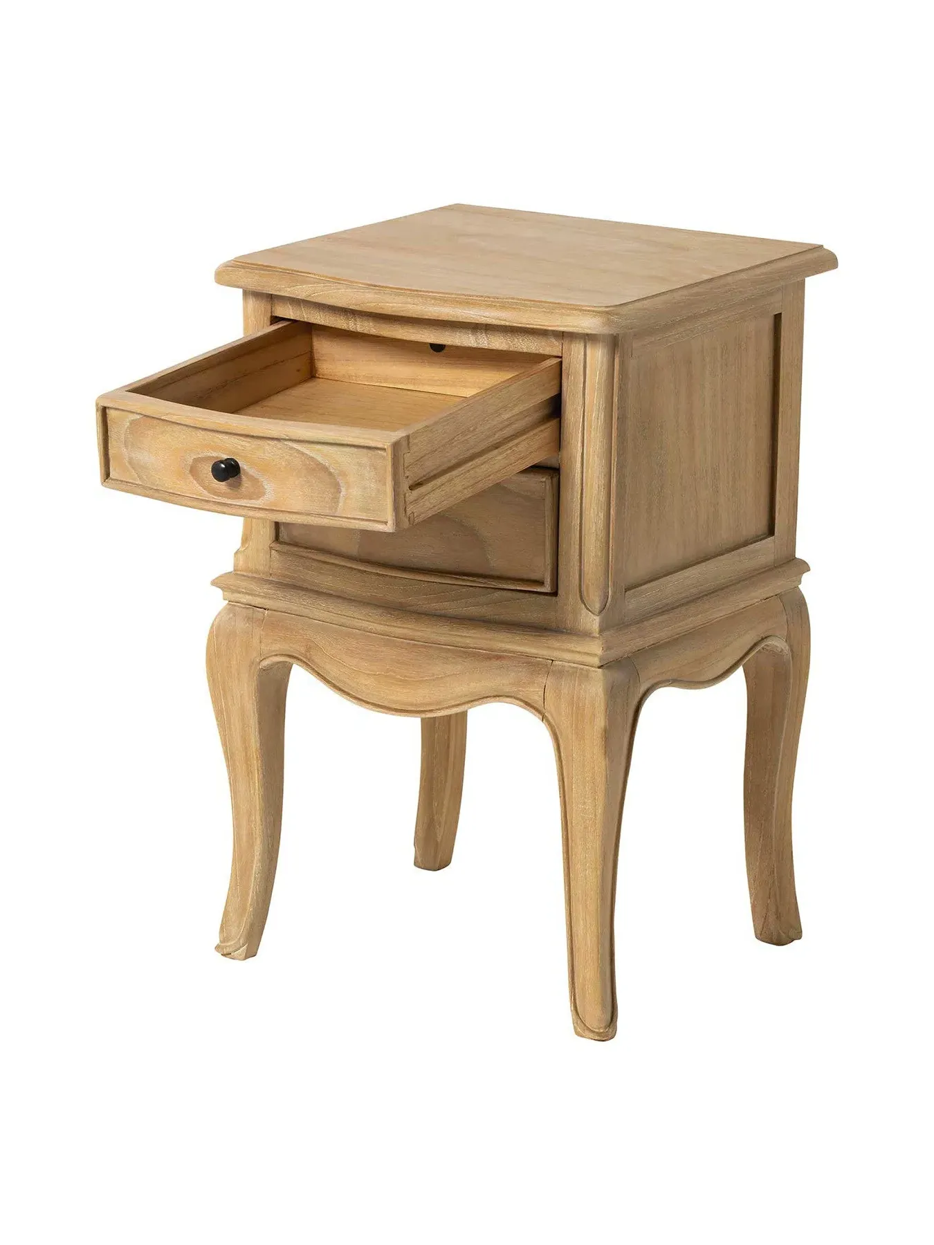 2-Drawer Bedside Table French Style - Neutral, Wood