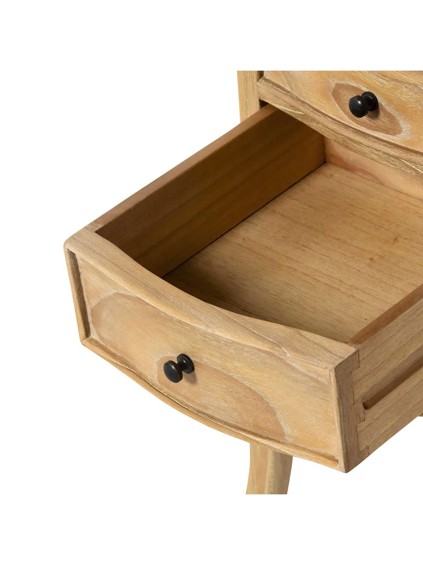 2-Drawer Bedside Table French Style - Neutral, Wood