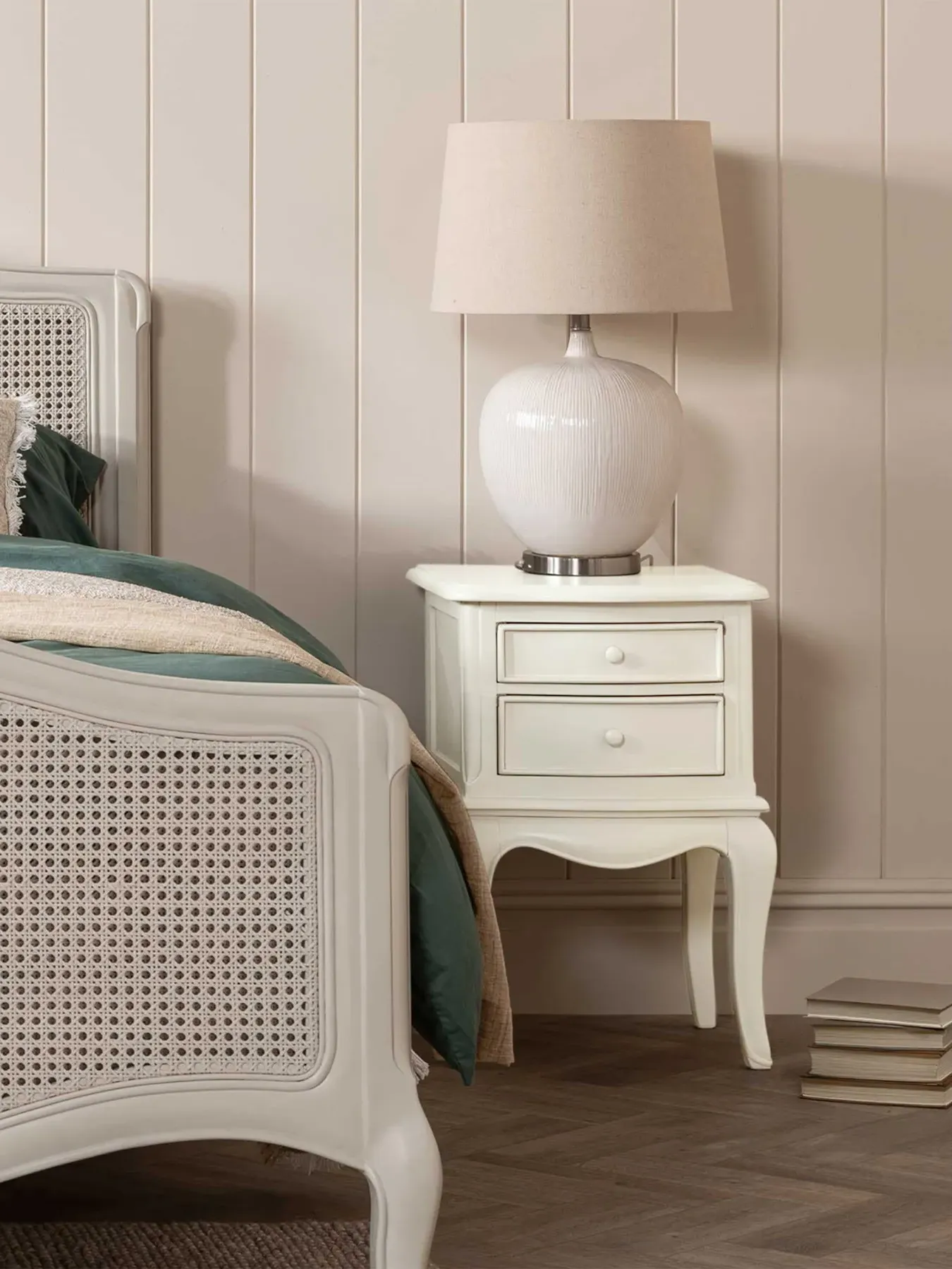 2-Drawer Bedside Table - White, Wood