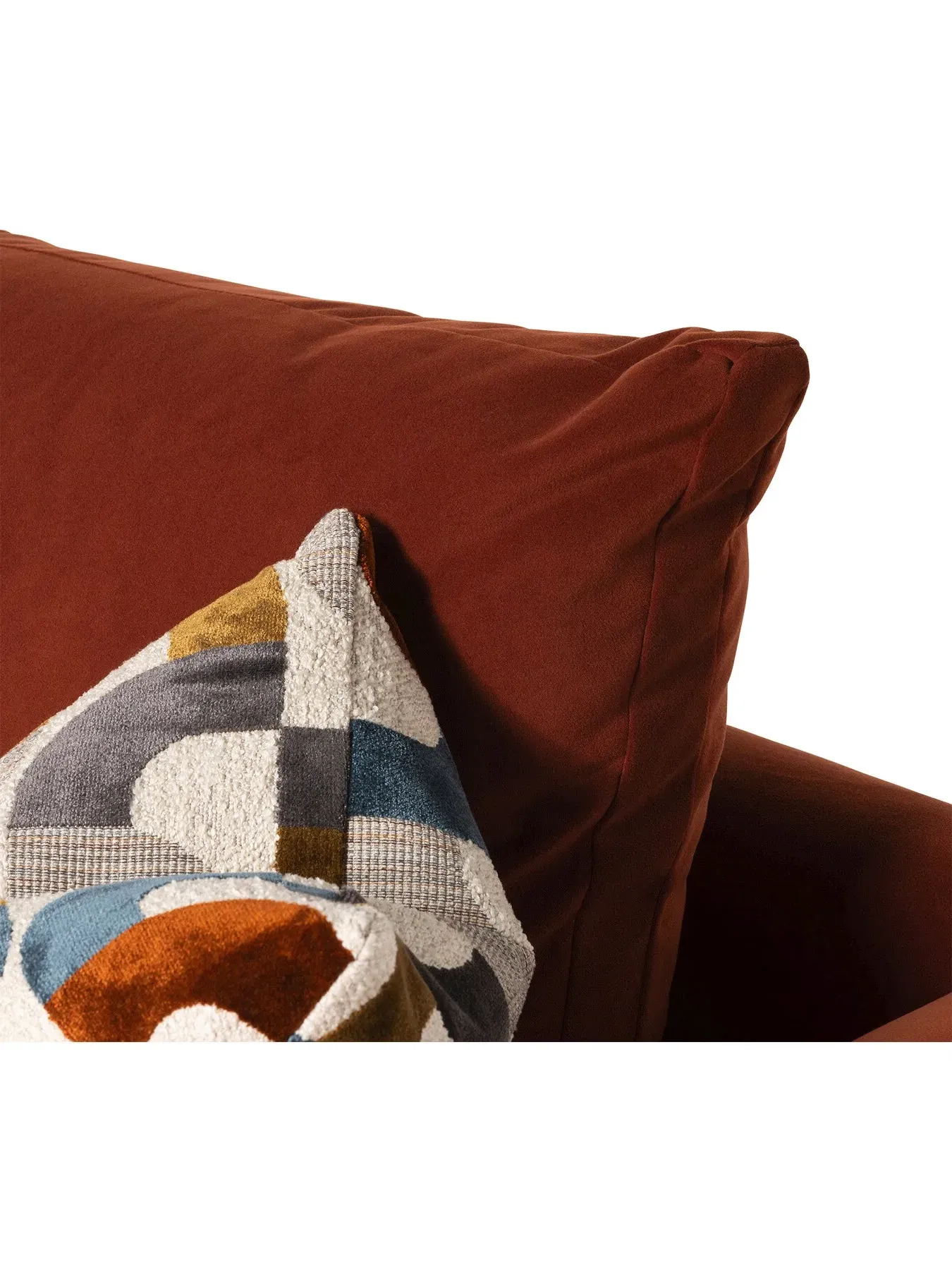 2-Seater Snuggle Chair with Wooden Feet - Red, Fabric