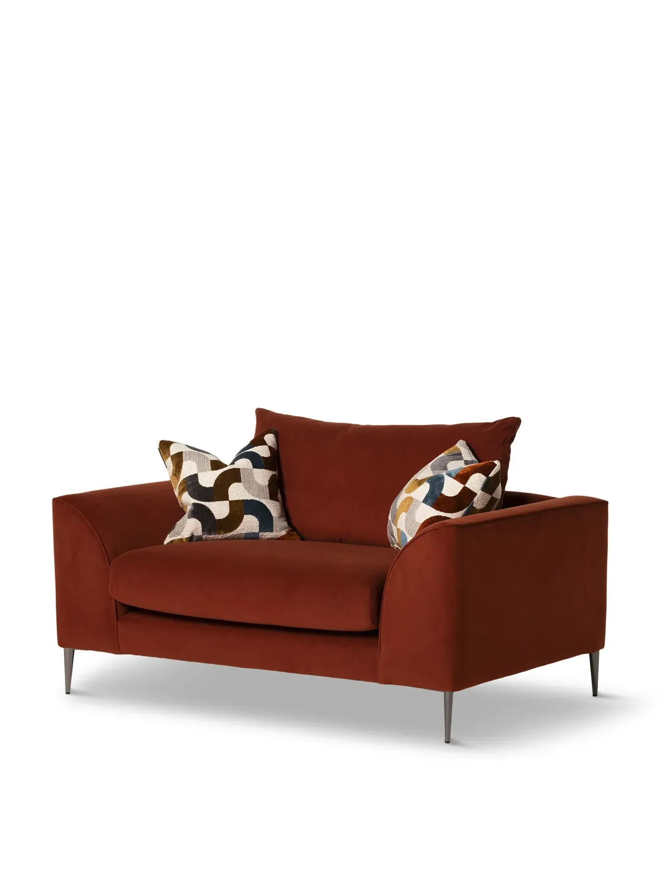 2-Seater Snuggle Chair with Wooden Feet - Red, Fabric