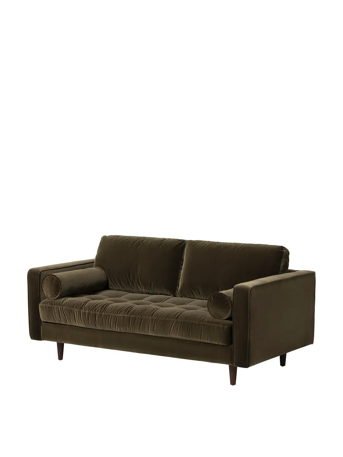 2-Seater Sofa with Tufted Cushion - Green, Velvet