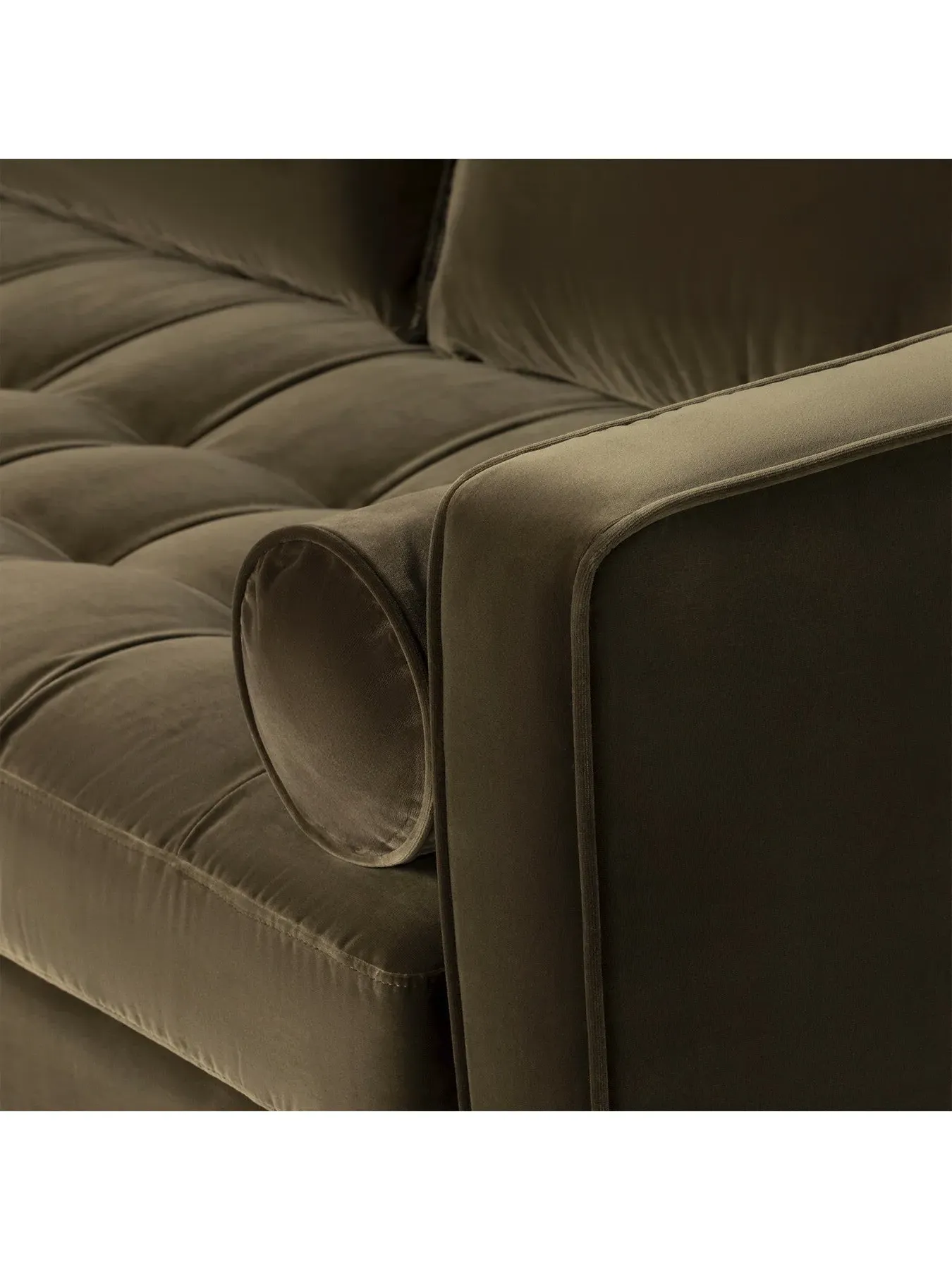 2-Seater Sofa with Tufted Cushion - Green, Velvet