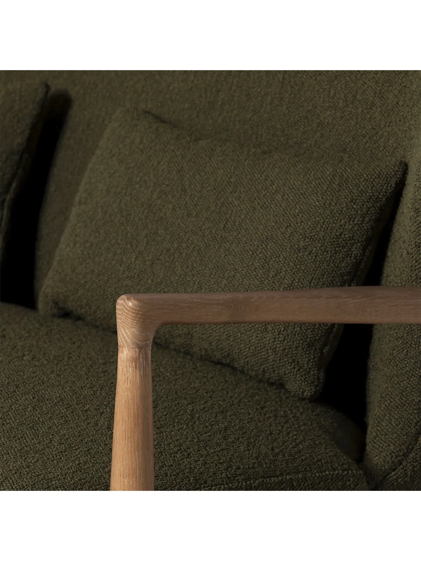 2-Seater Sofa with Wood Frame - Green, Boucle