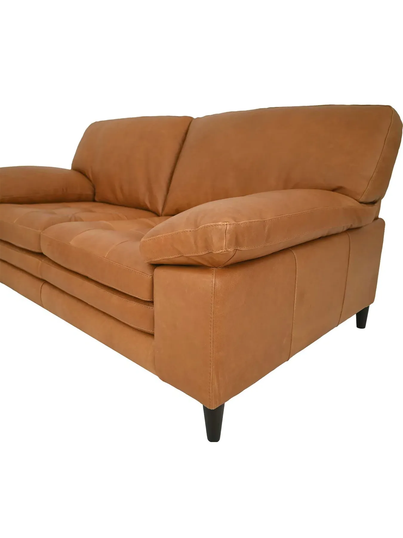 2-Seater Tufted Sofa - Brown, Leather