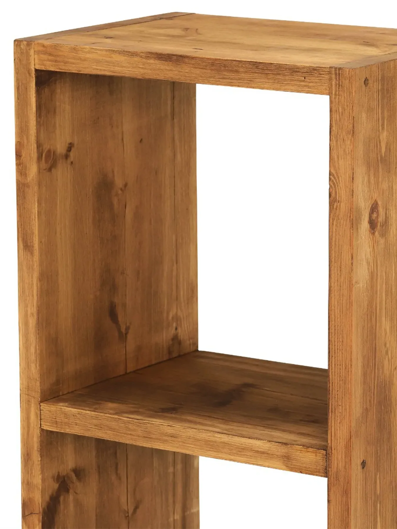 2-Section Storage Cube - Brown, Reclaimed Wood