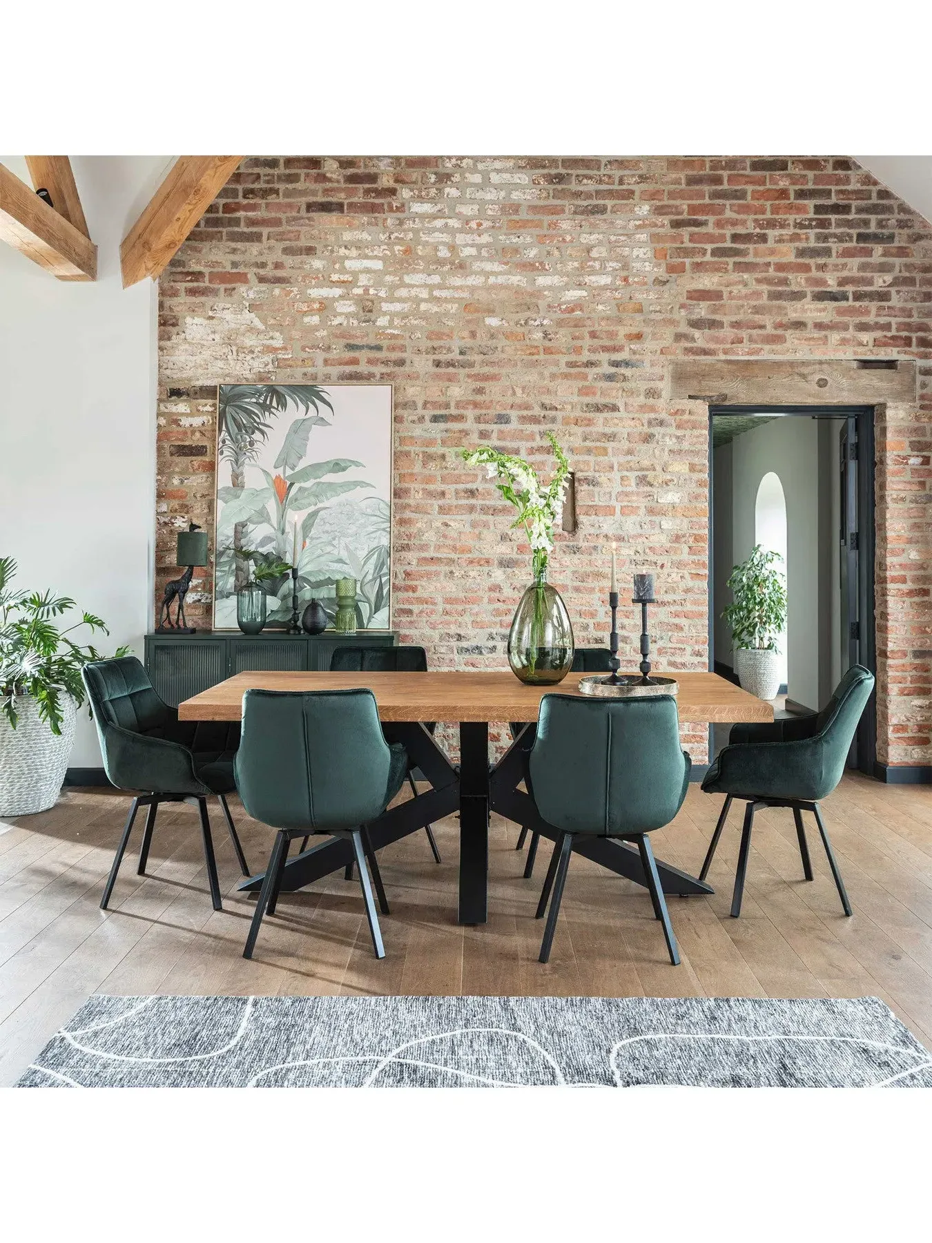 200cm Dining Table - Brown, Solid Oak