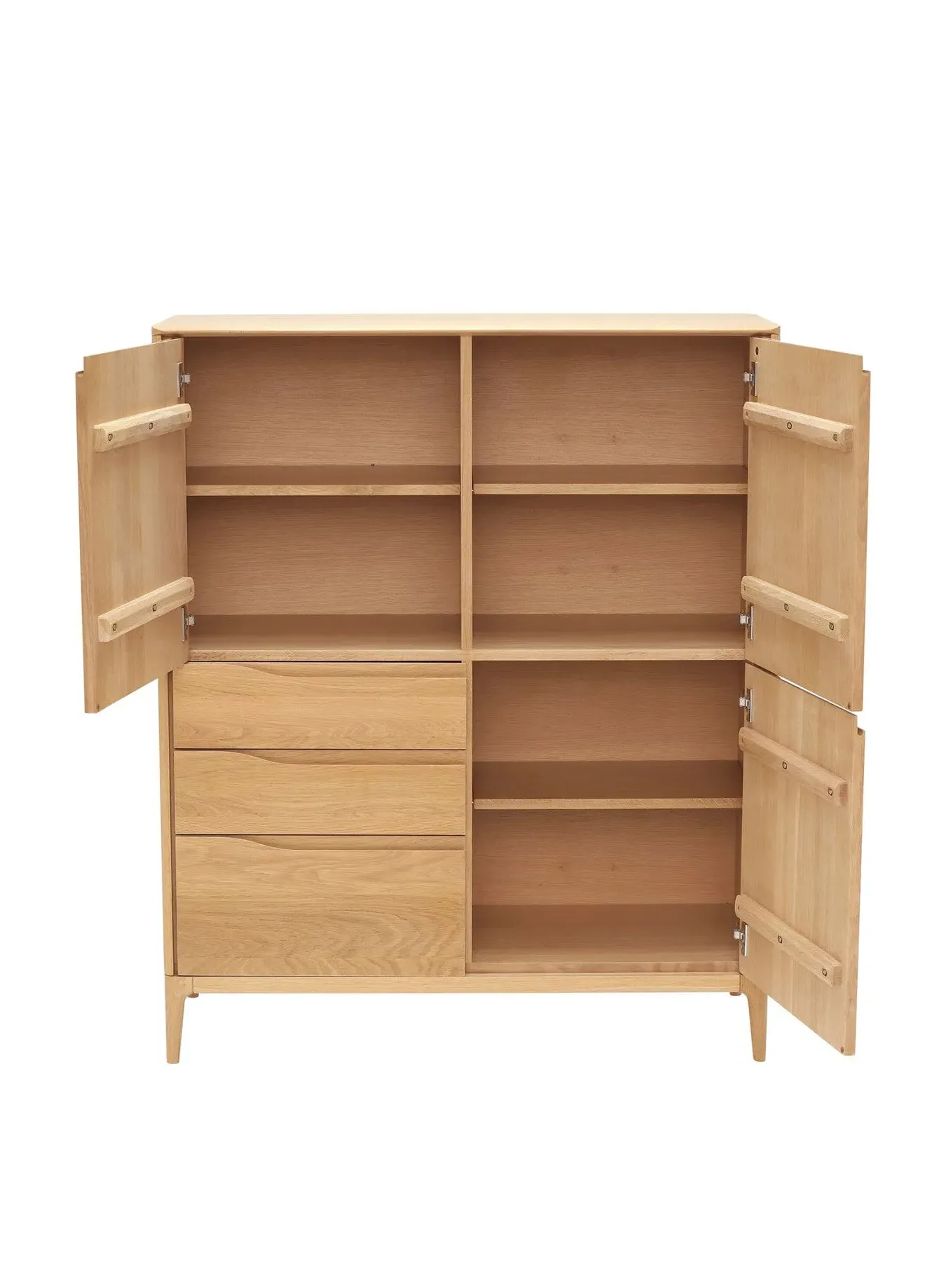 3 Door 3 Drawer Highboard - Neutral, Oak Wood