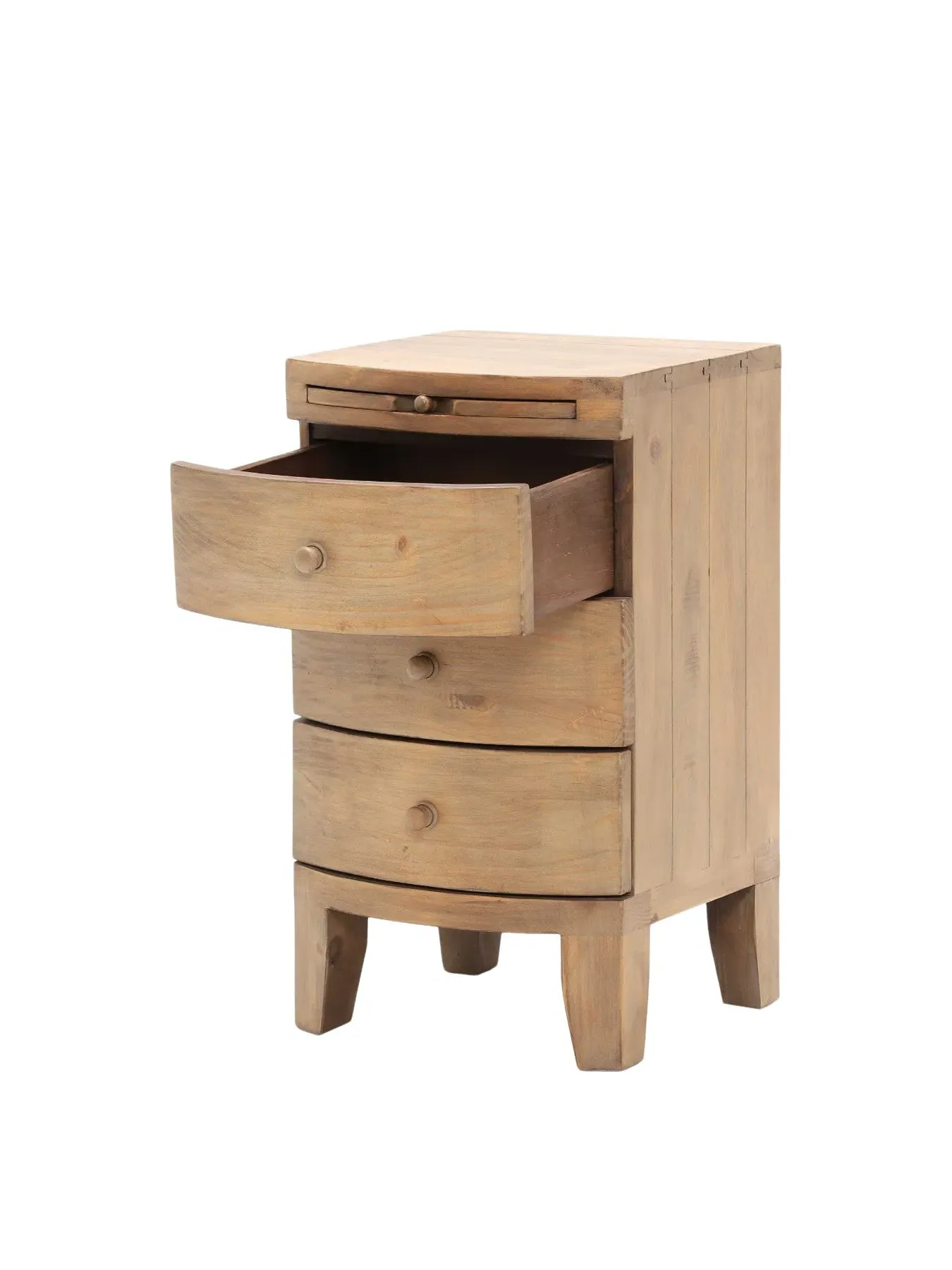3-Drawer Bedside Table - Neutral, Reclaimed Wood
