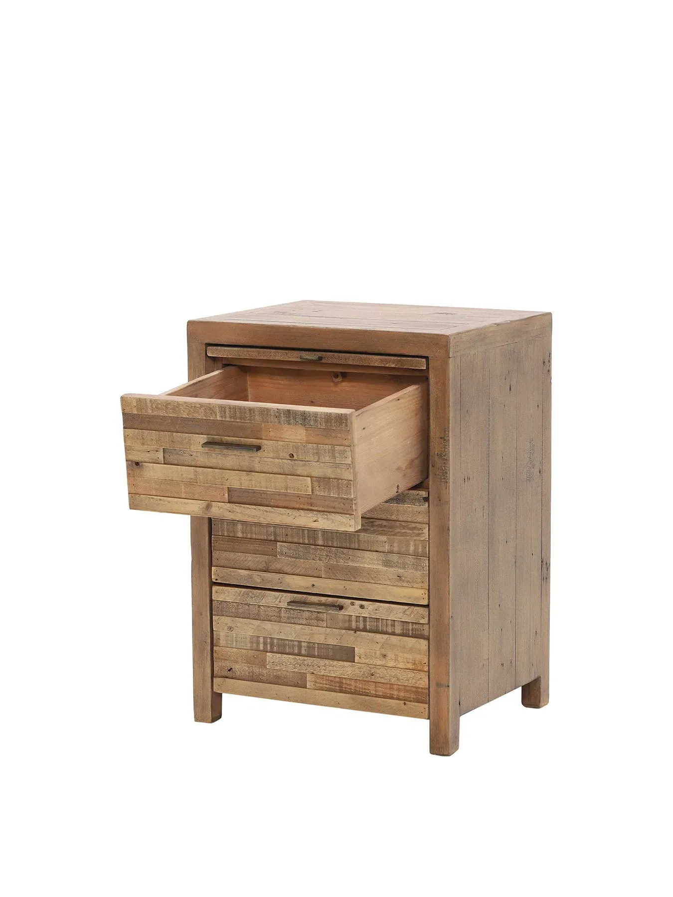 3-Drawer Bedside Table - Oak, Reclaimed Wood