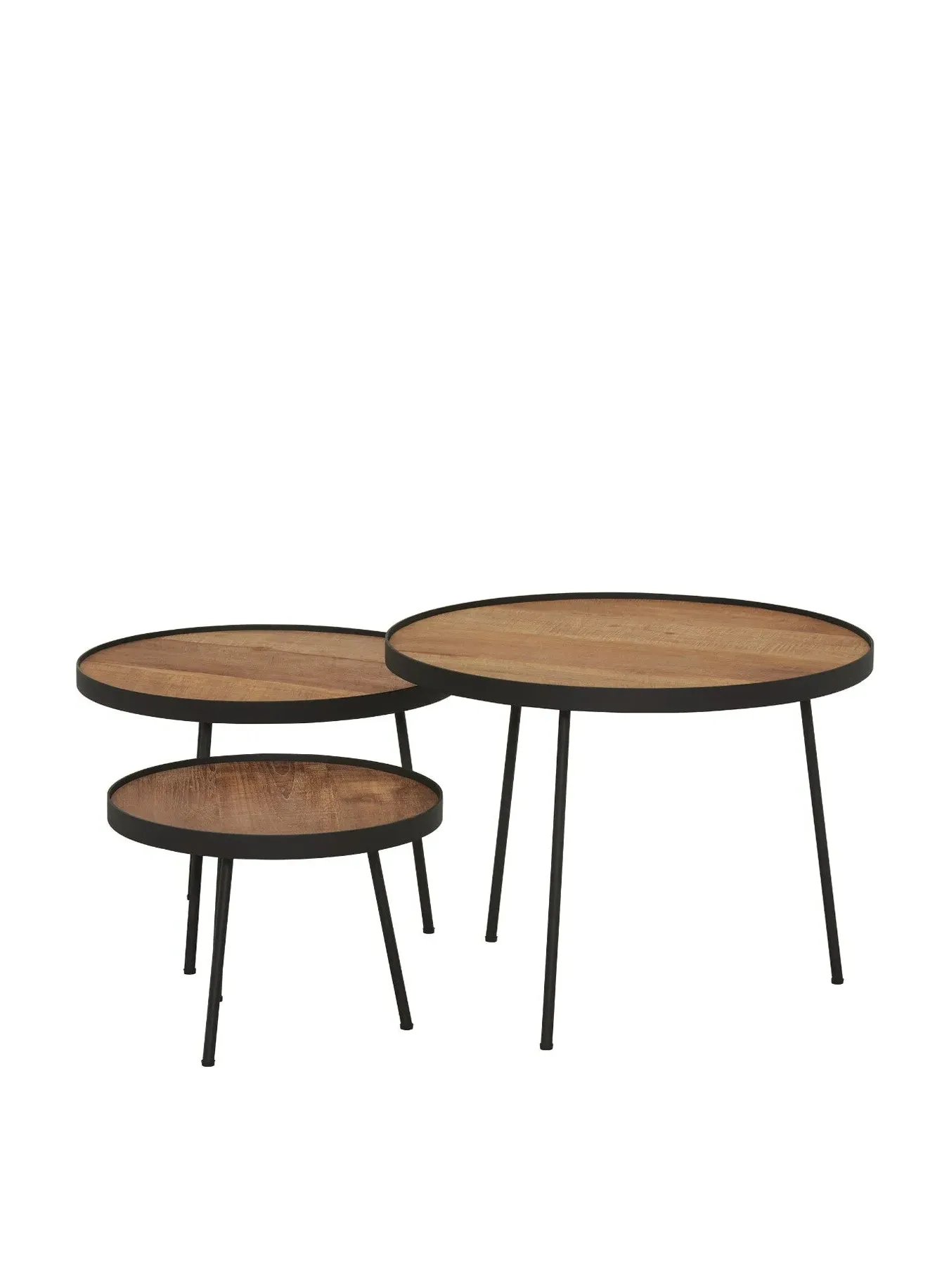 3-Piece Round Coffee Table Set - Brown, Wood