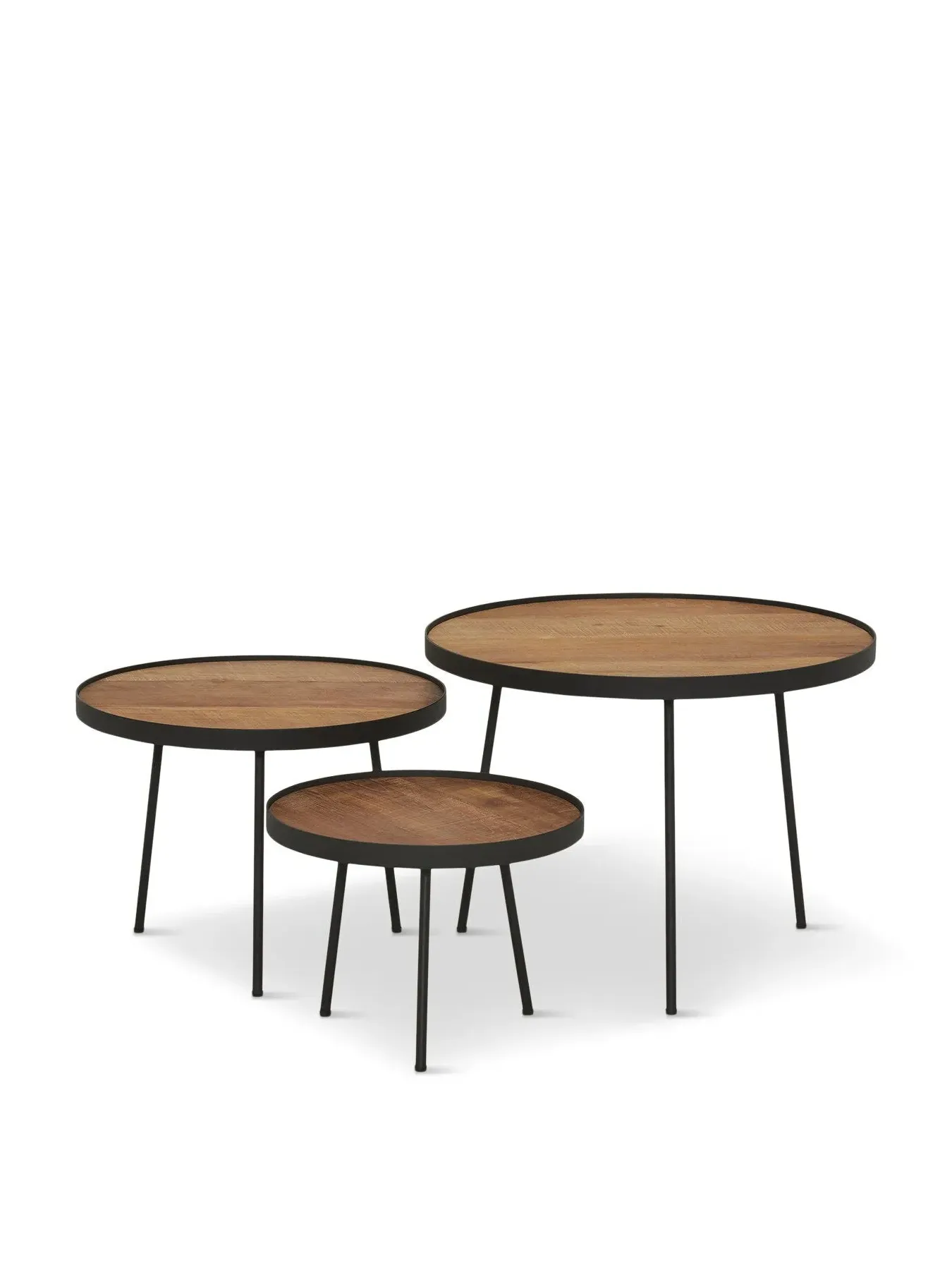 3-Piece Round Coffee Table Set - Brown, Wood image