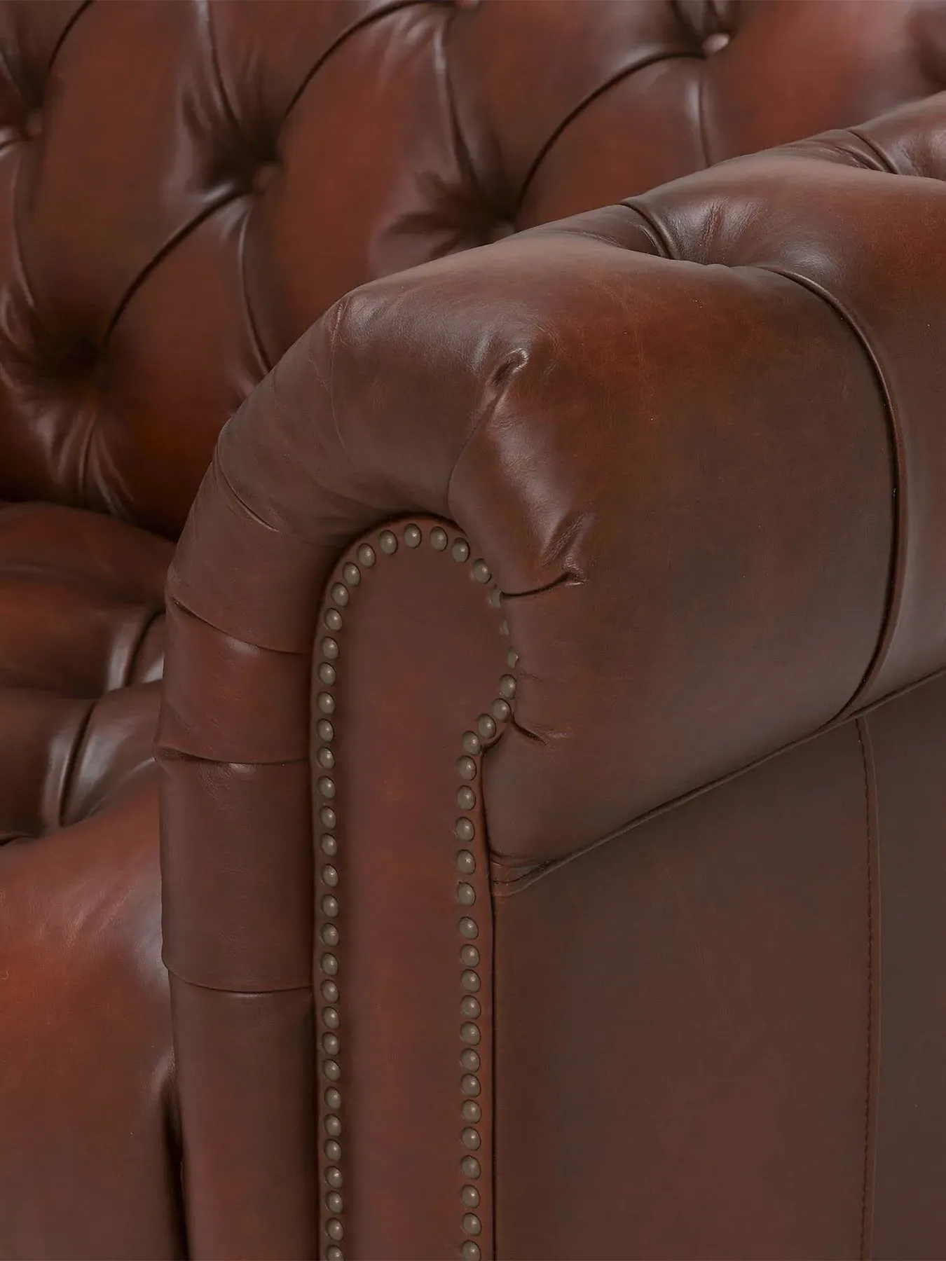 3-Seater Chesterfield Sofa - Vintage Tabac, Leather