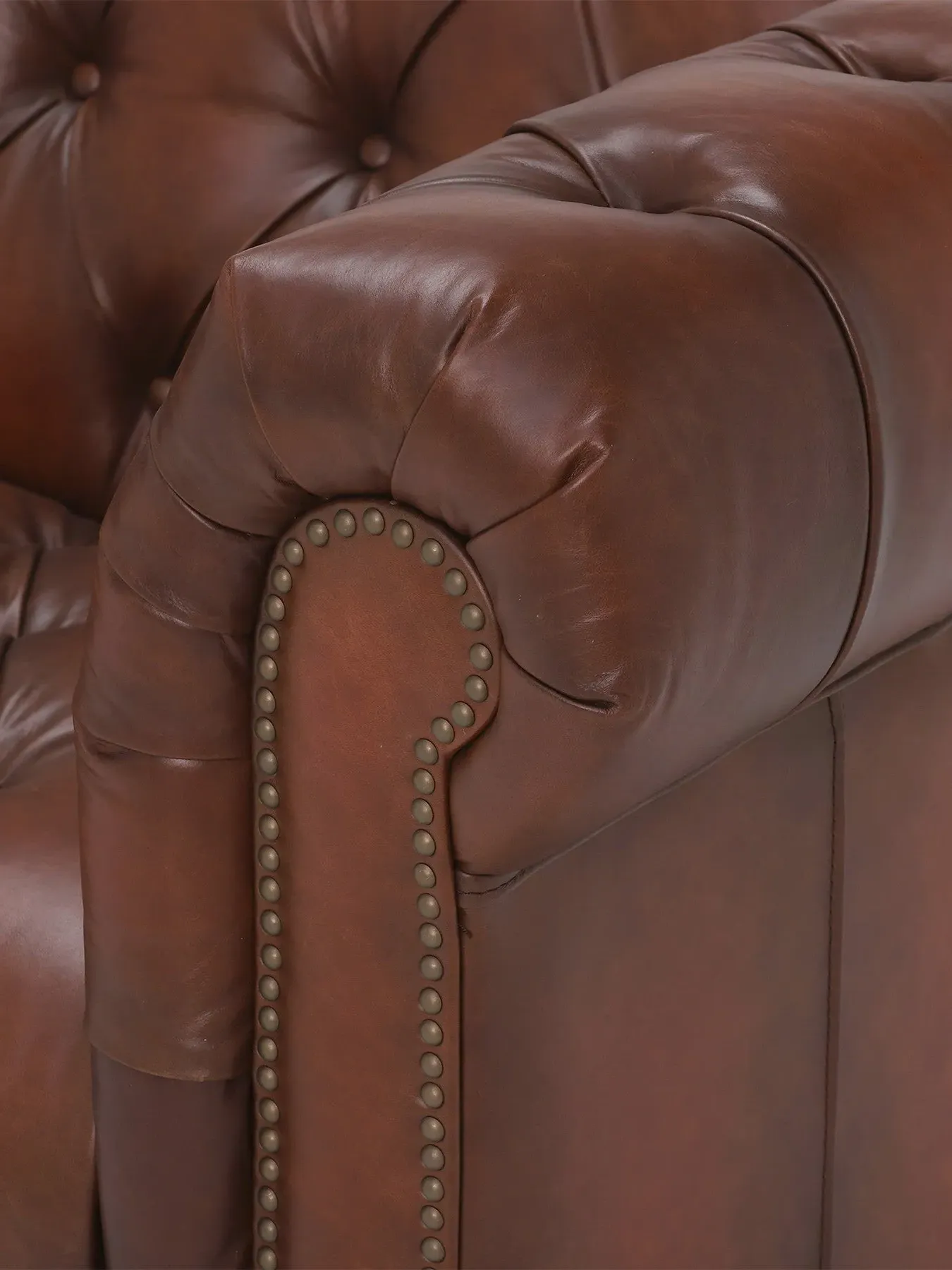 3.5-Seater Chesterfield Sofa - Vintage Tabac, Leather