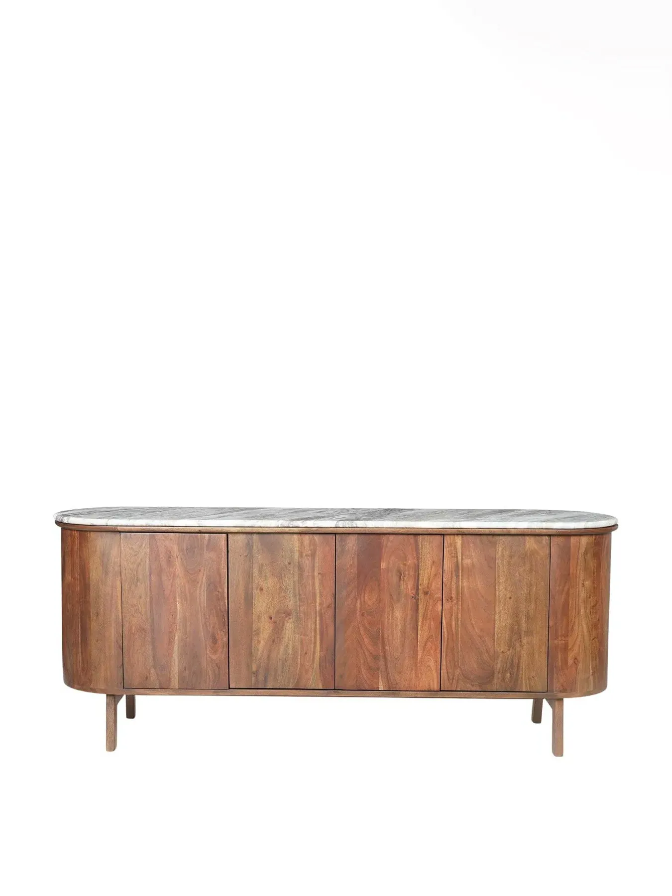 4-Door Sideboard with Marble Top - Brown, Acacia