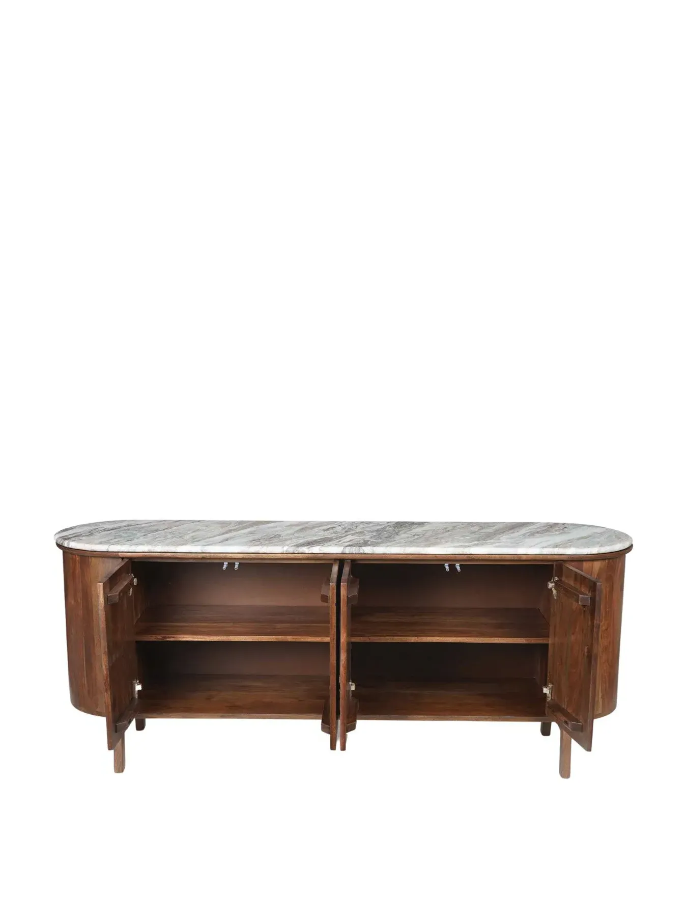 4-Door Sideboard with Marble Top - Brown, Acacia