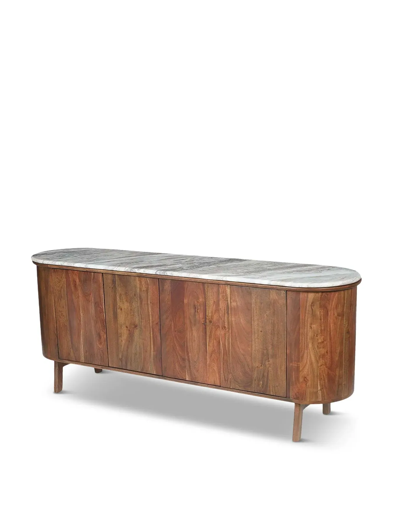 4-Door Sideboard with Marble Top - Brown, Acacia image