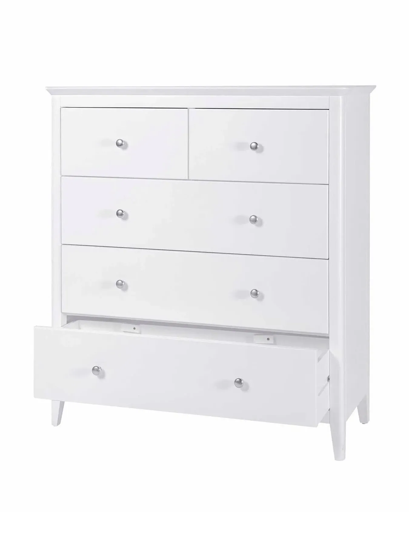 5-Drawer Chest of Drawers - White, Acacia Wood