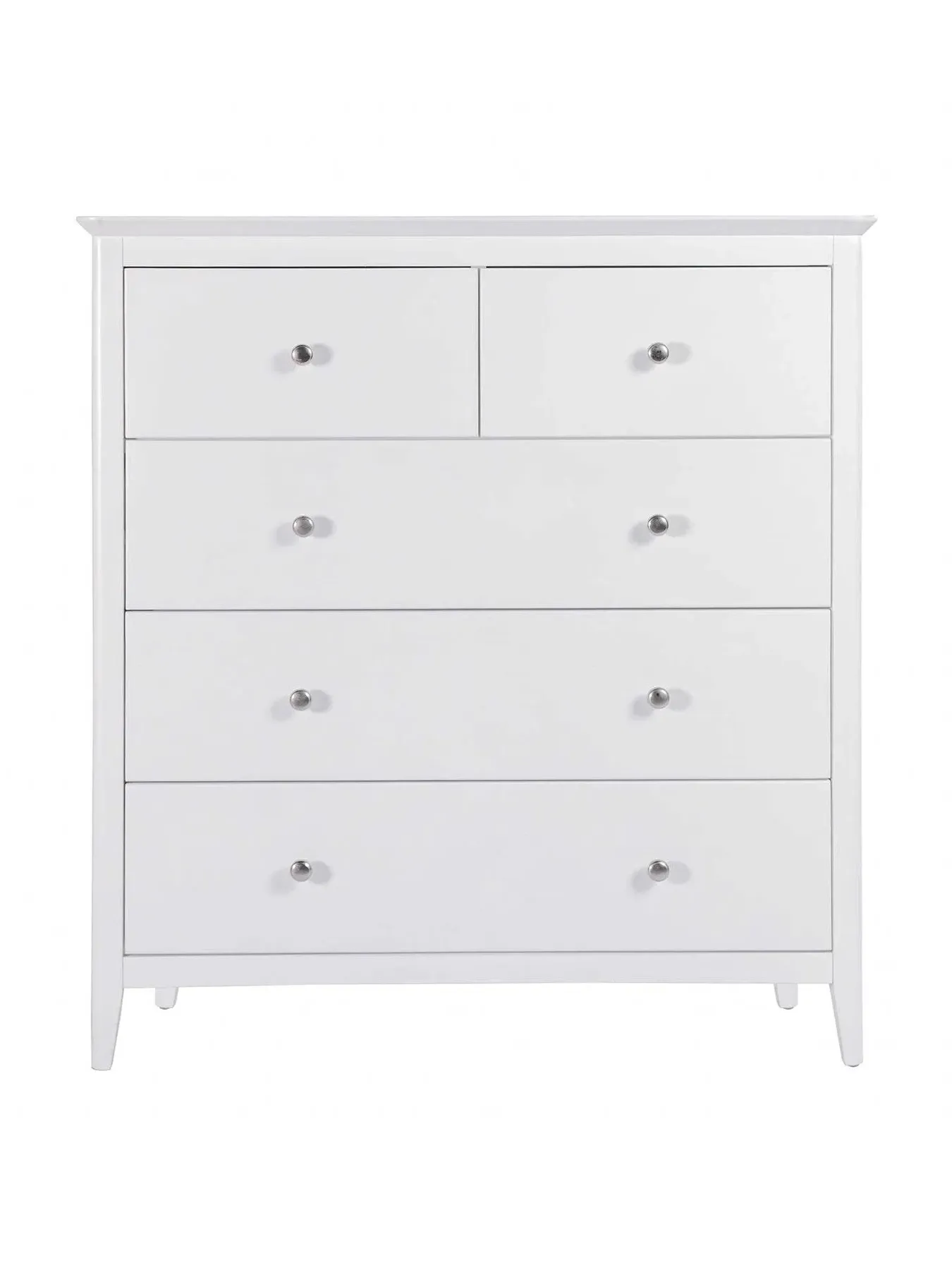 5-Drawer Chest of Drawers - White, Acacia Wood
